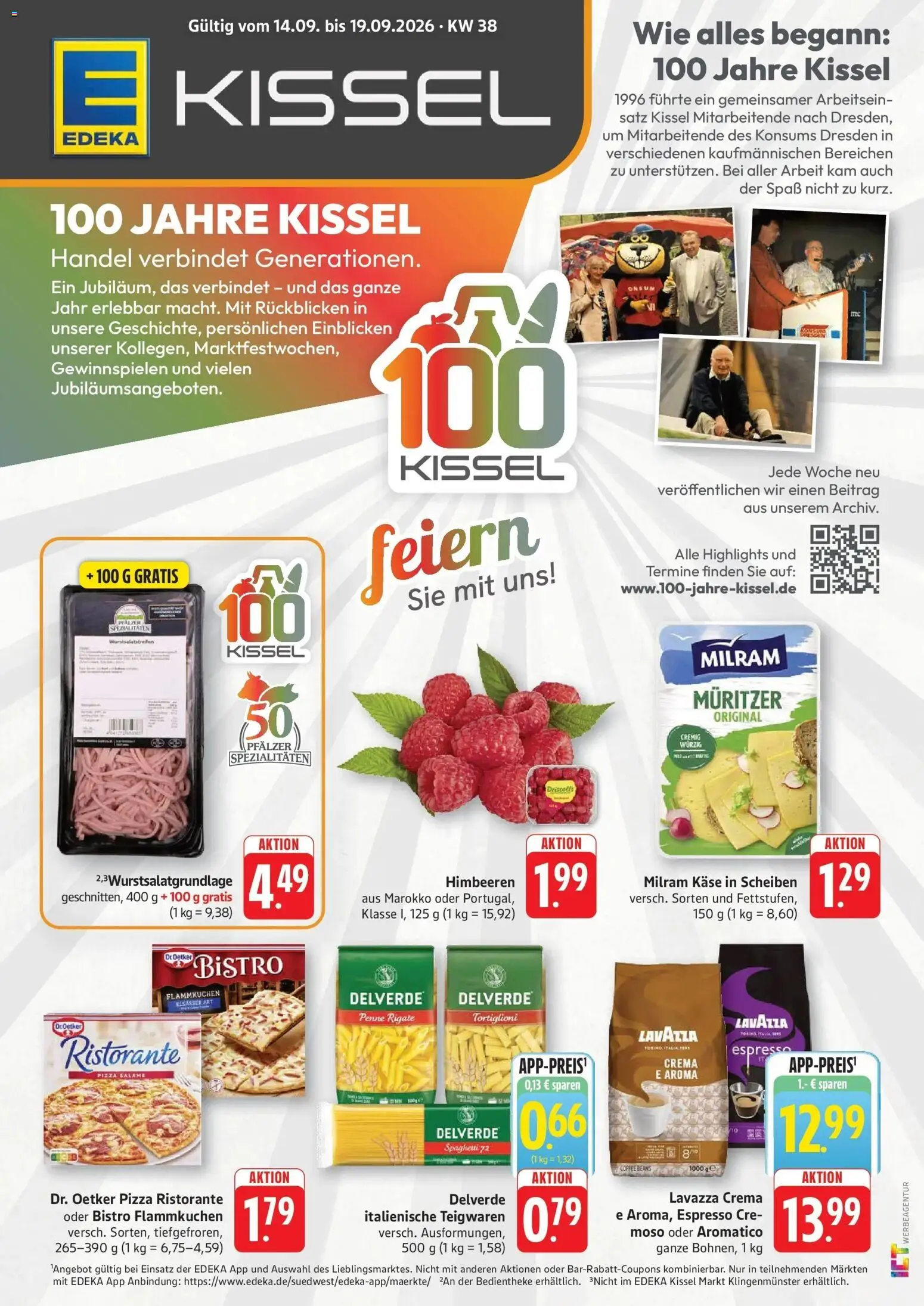 Edeka Prospekt Kröppen (ab 14.09.2026) » Angebote Online | Seite: 1 | Produkte: Himbeeren, Lavazza, Käse, Spaghetti