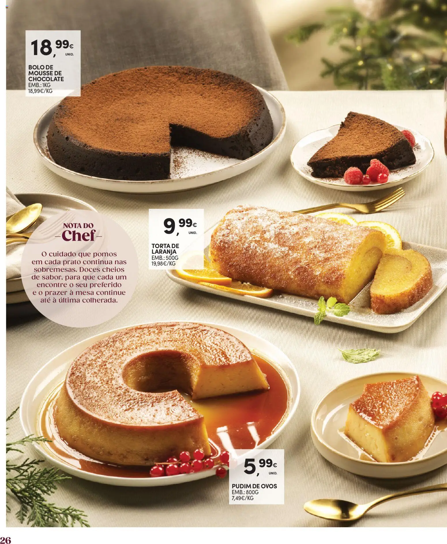 Continente O Natal servido ao nosso jeito │ válido de 27/10/2026 | Página: 26 | Produtos: Mousse de chocolate, Mesa, Ovos, Doces