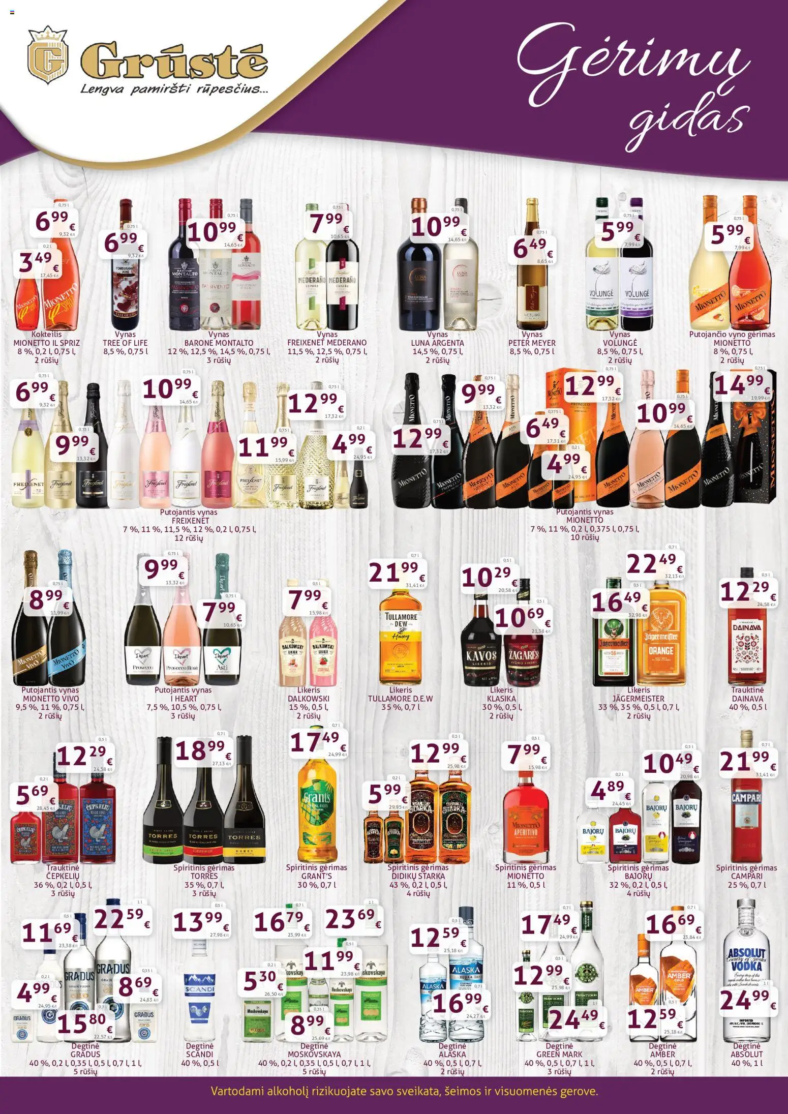 GRUSTE akcijos nuo 11.06.2026 | Puslapis: 1 | Prekių: Degtinė, Vynas