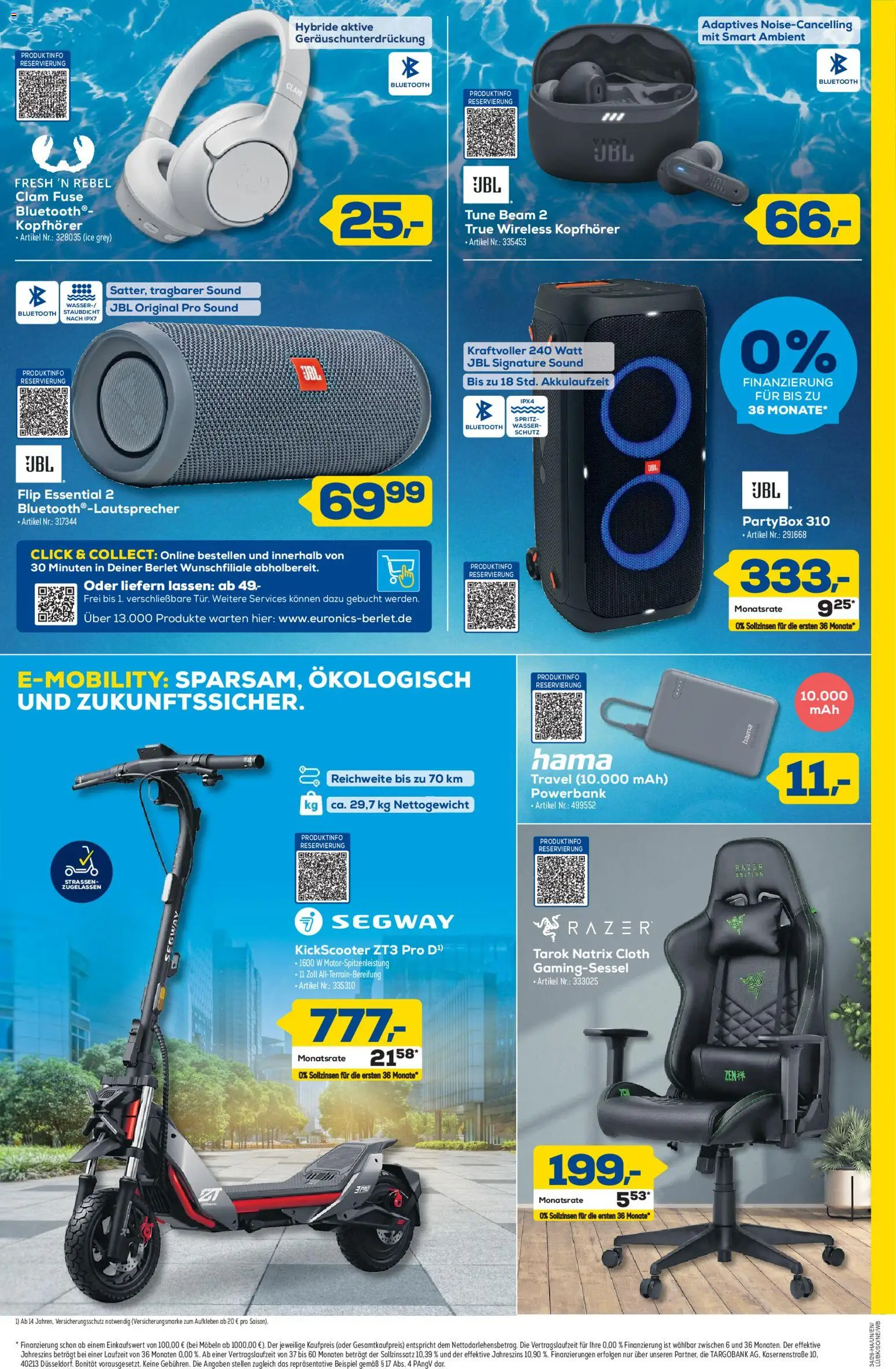 Euronics Prospekt Berlet – gültig ab 13.08.2026 | Seite: 7 | Produkte: Wasser, Powerbank, Kopfhörer