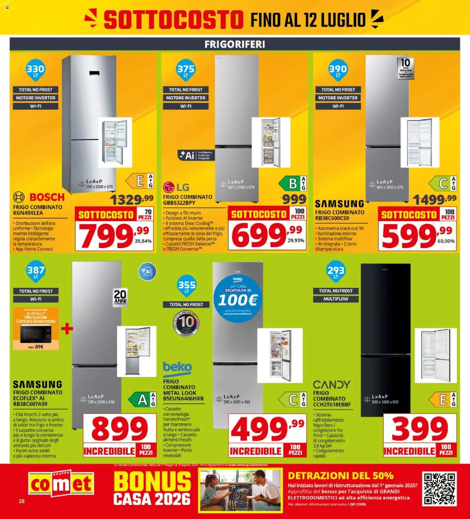 Volantino Comet del 03/07/2026 | Pagina: 28 | Prodotti: Compressore, Frutta, Freezer, Congelatore