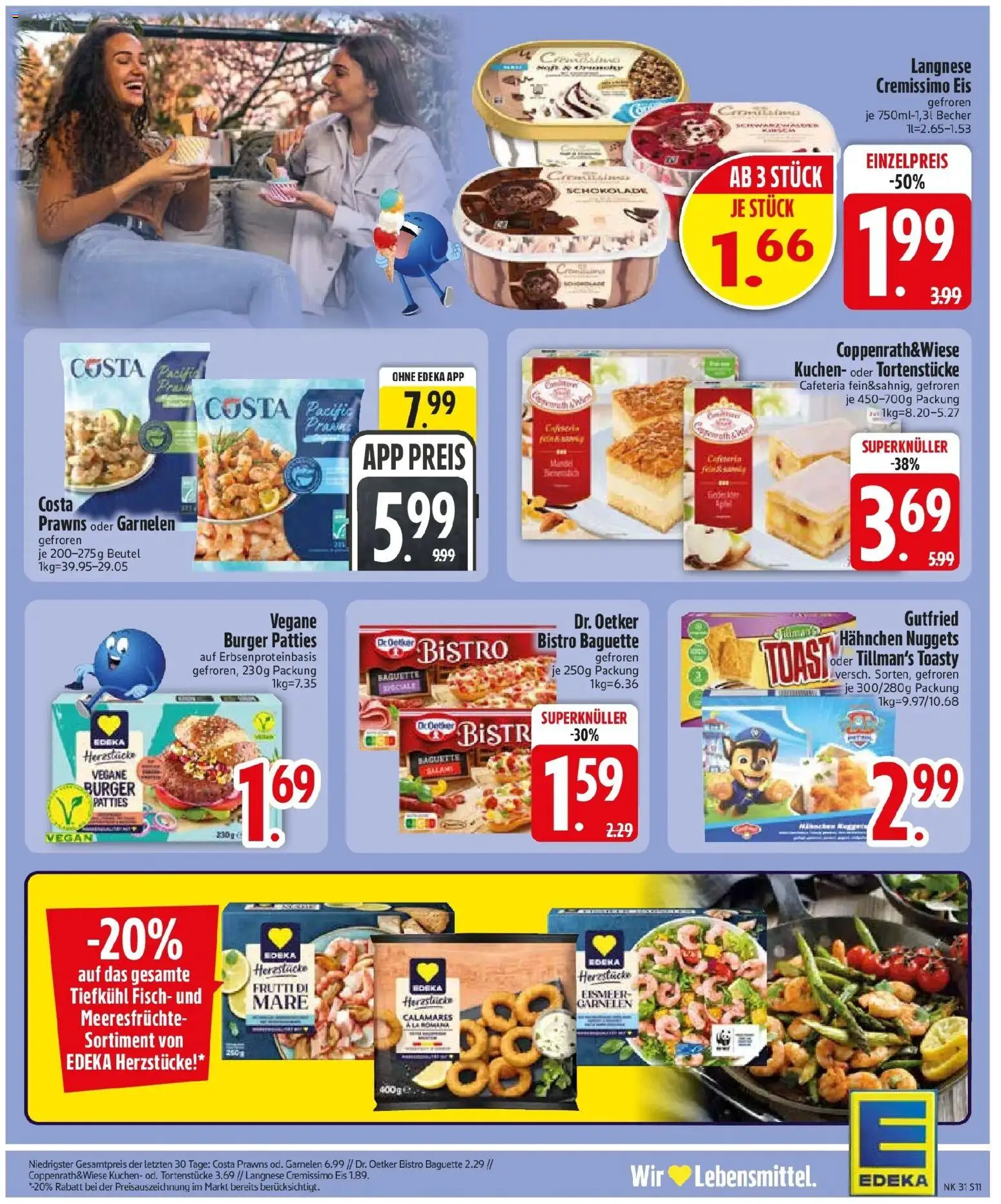 Edeka prospekt Friedberg – gültig ab 27.07.2026 | Seite: 13 | Produkte: Langnese, Garnelen, Fisch, Eis