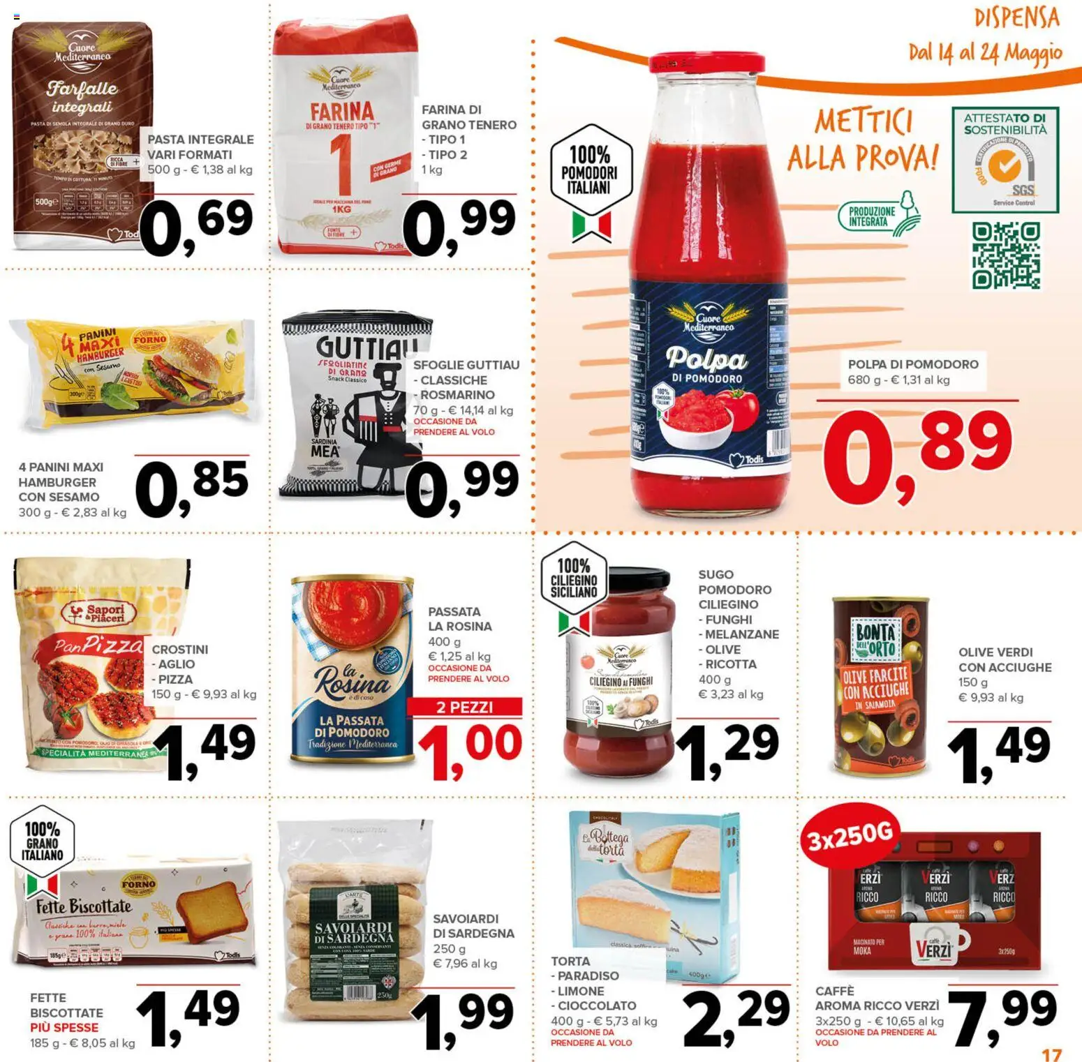 Volantino Todis del 14.05.2026 | Pagina: 17 | Prodotti: Cioccolato, Pizza, Aglio, Fette biscottate