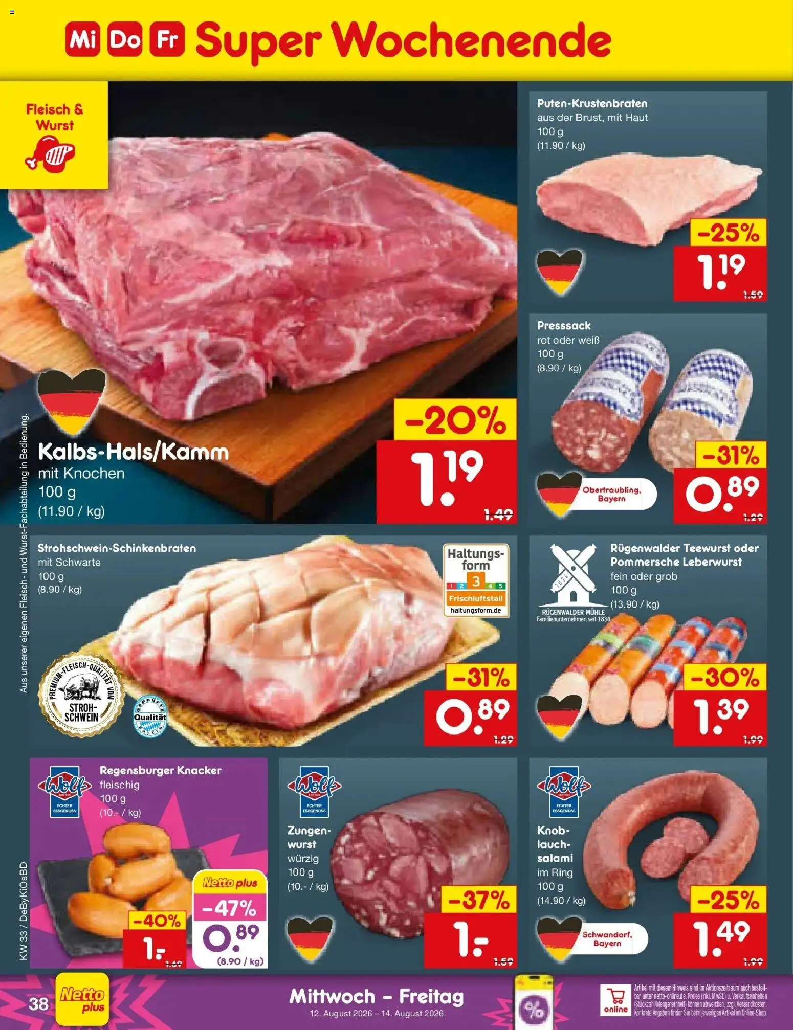 Netto Marken-Discount Prospekt Mistelbach (ab 10.08.2026) » Angebote | Seite: 54 | Produkte: Mühle, Wurst, Salami, Fleisch