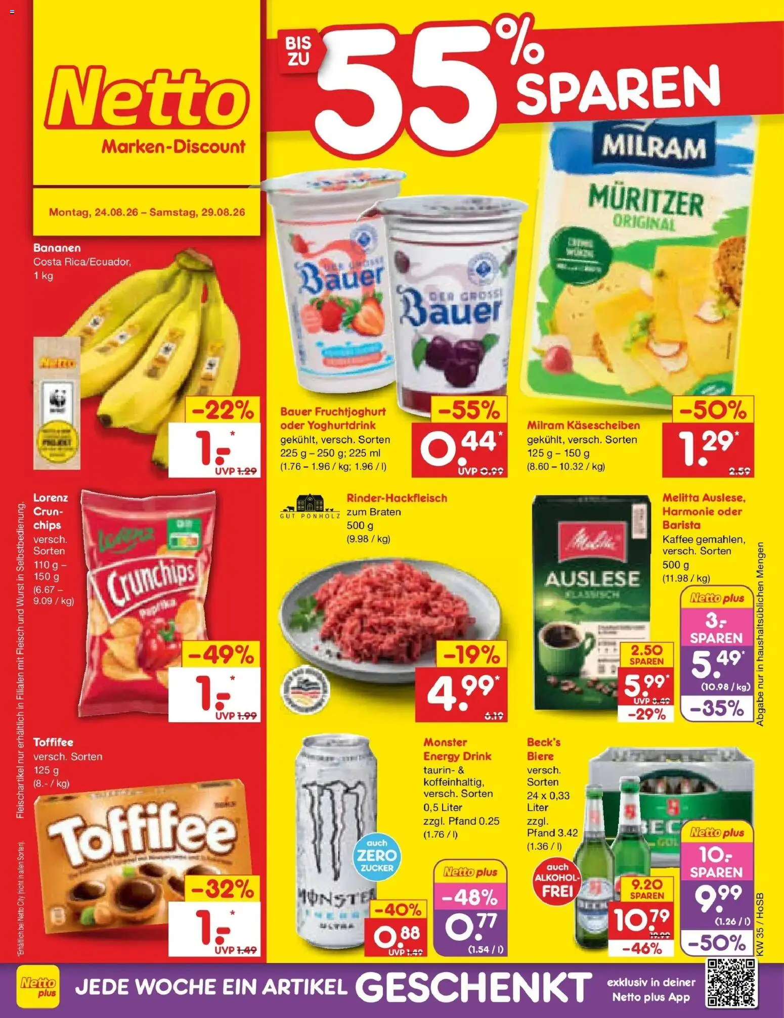 Netto Marken-Discount Prospekt Hannover (ab 24.08.2026) » Angebote | Seite: 1 | Produkte: Melitta, Alkohol, Zucker, Toffifee