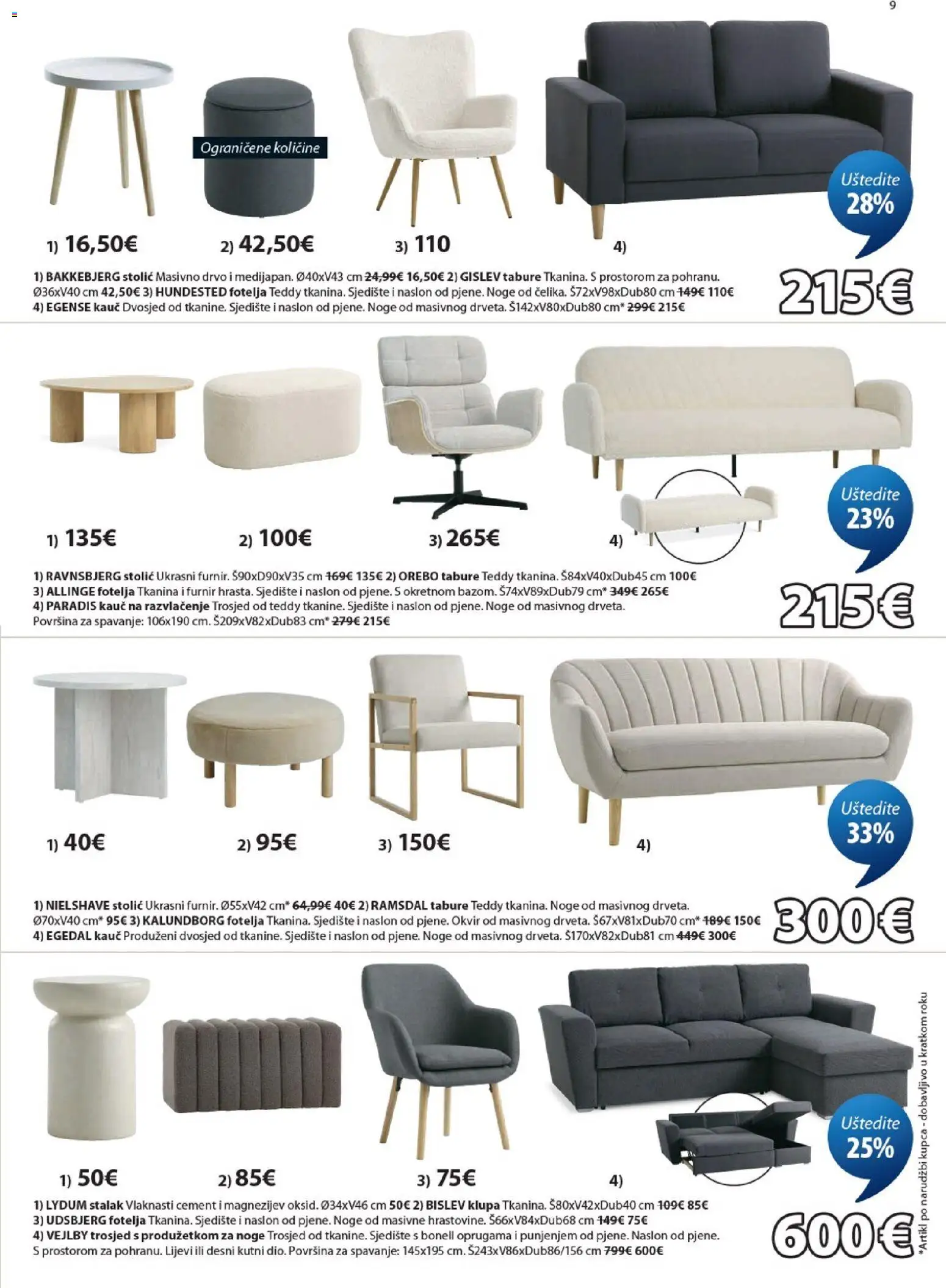 JYSK katalog | vrijedi od 08.04.2026 | Stranica: 9 | Proizvodi: Trosjed, Fotelja, Kauč, Stolić