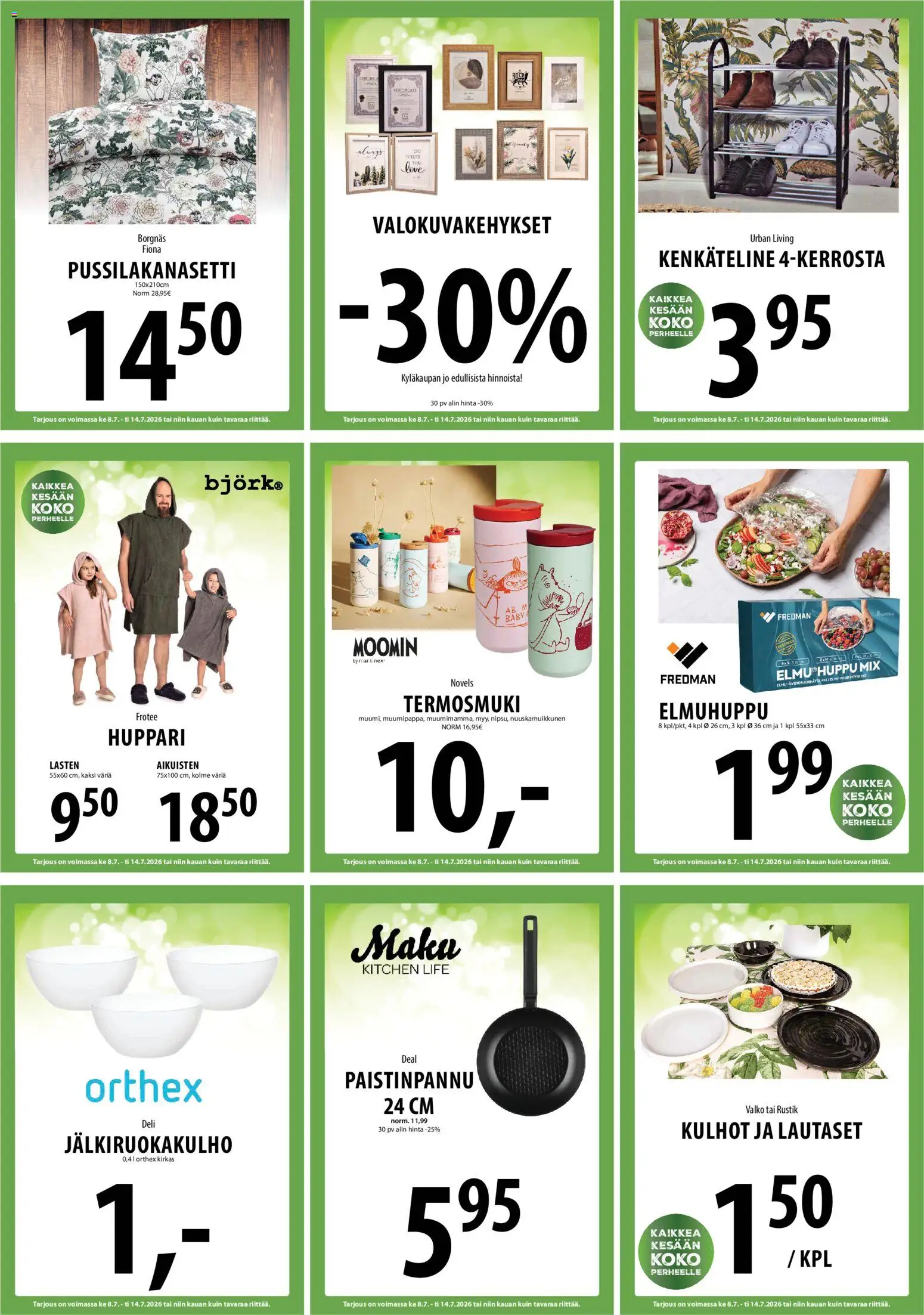 Tuuri tarjoukset – voimassa 08/07/2026 alkaen | Sivu: 27 | Tuotteet: Pussilakanasetti, Paistinpannu, Huppari