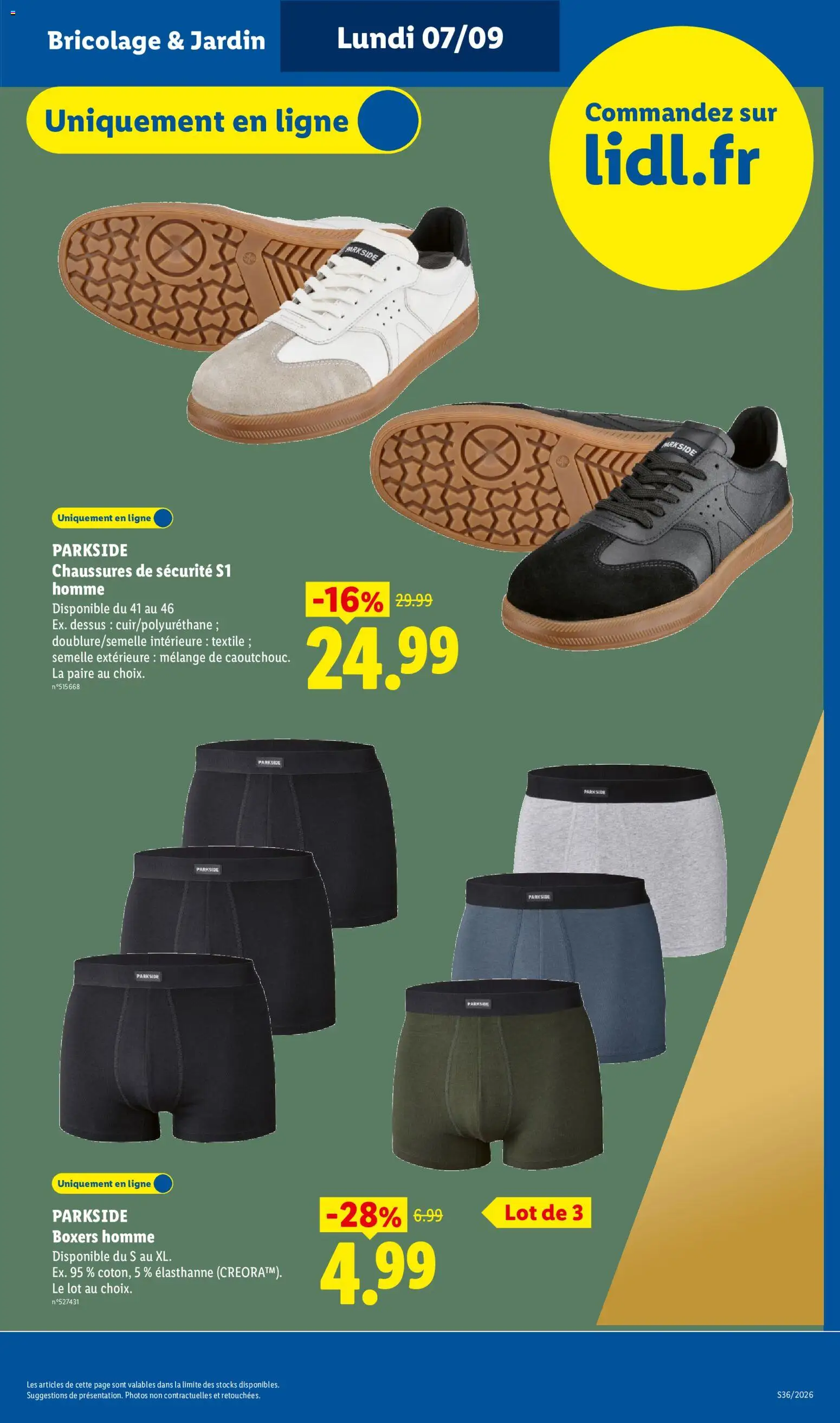 {H1} | Page: 47 | Produits: Parkside, Boxers, Chaussures, Boxers homme