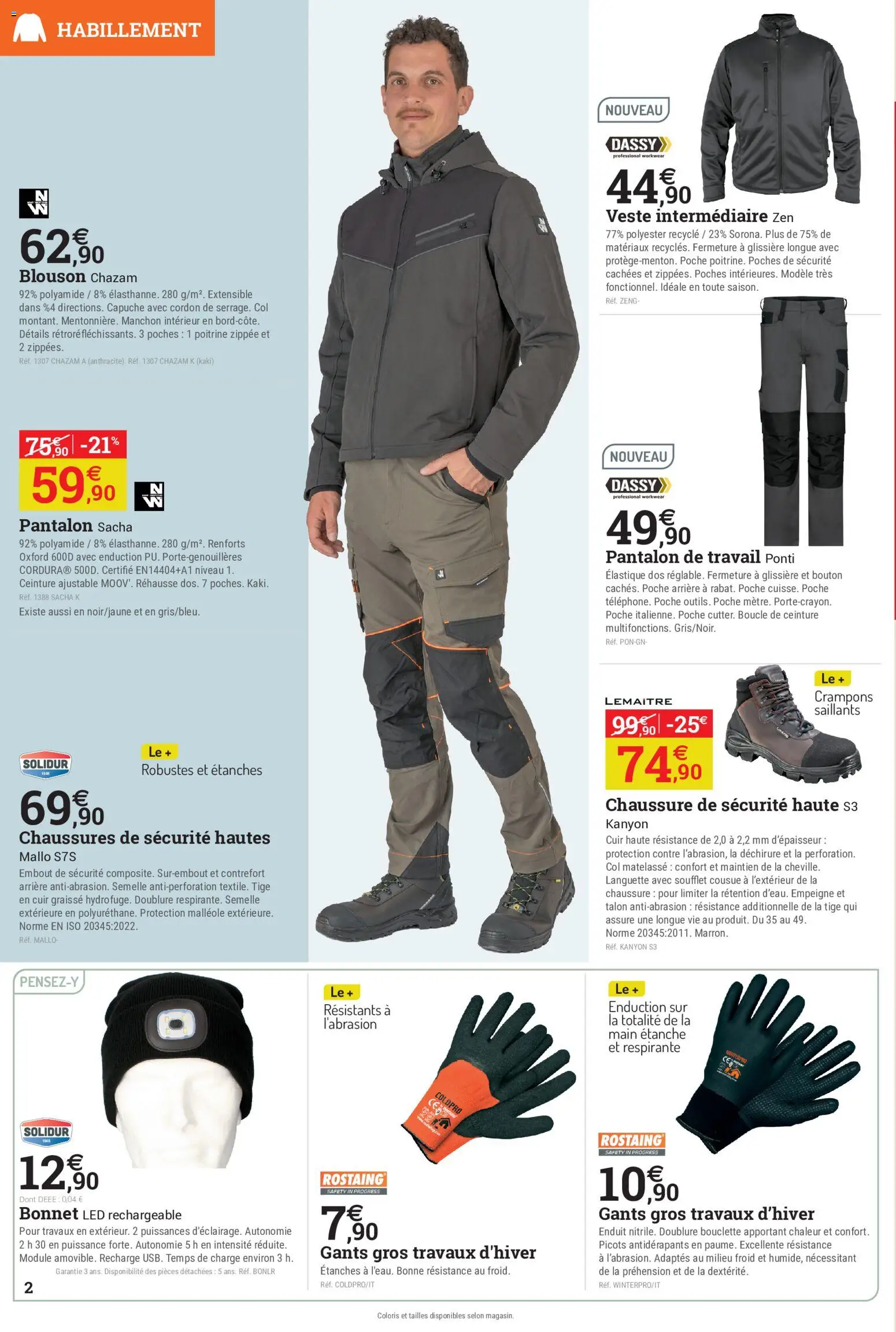 {H1} | Page: 2 | Produits: Bonnet, Pantalon, Blouson, Pantalon de travail