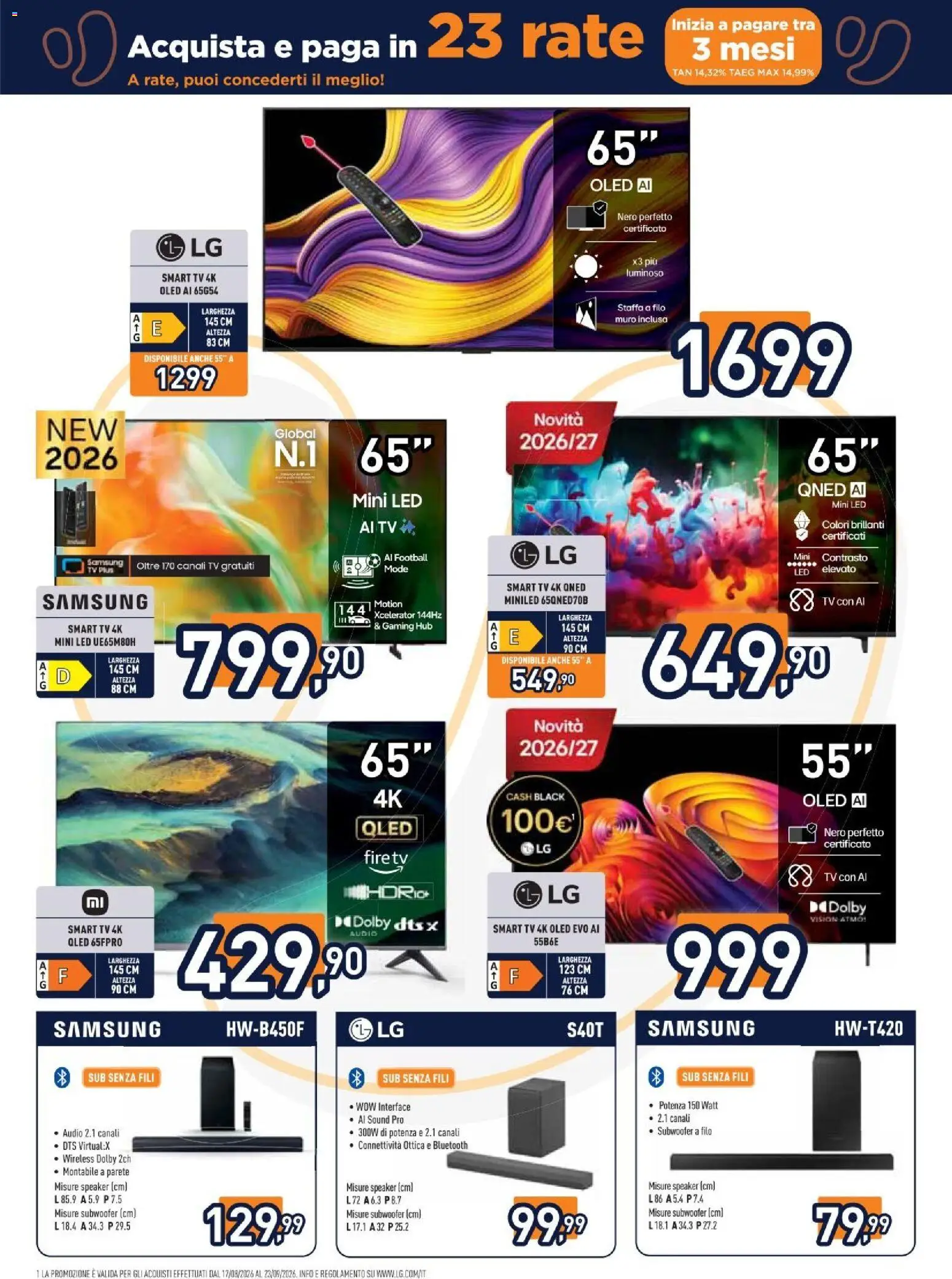 Volantino Unieuro del 07/09/2026 | Pagina: 3 | Prodotti: smart TV, TV, Audio, Speaker