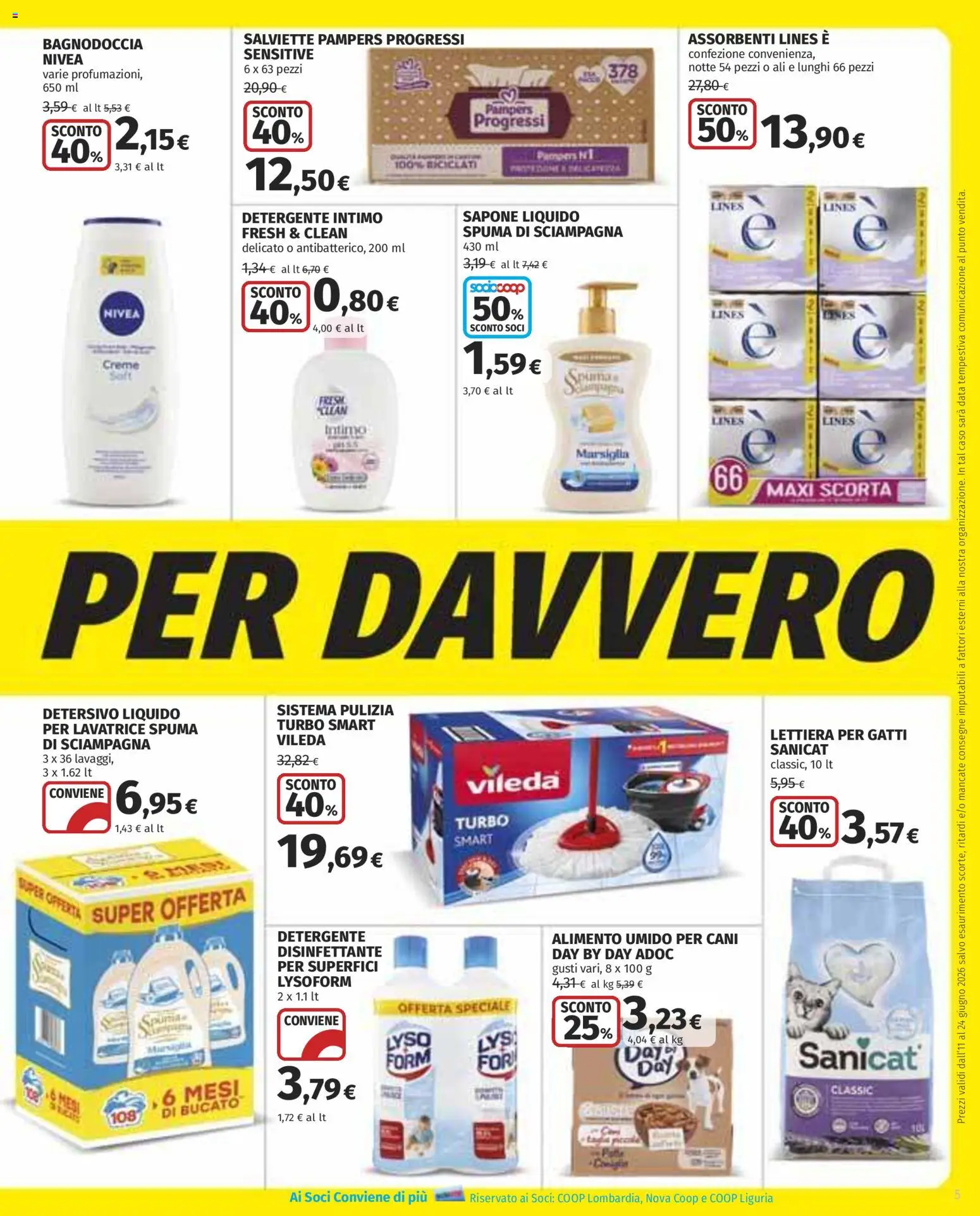 Volantino COOP del 11.06.2026 | Pagina: 5 | Prodotti: Detergente intimo, Detergente, Lavatrice, Pampers
