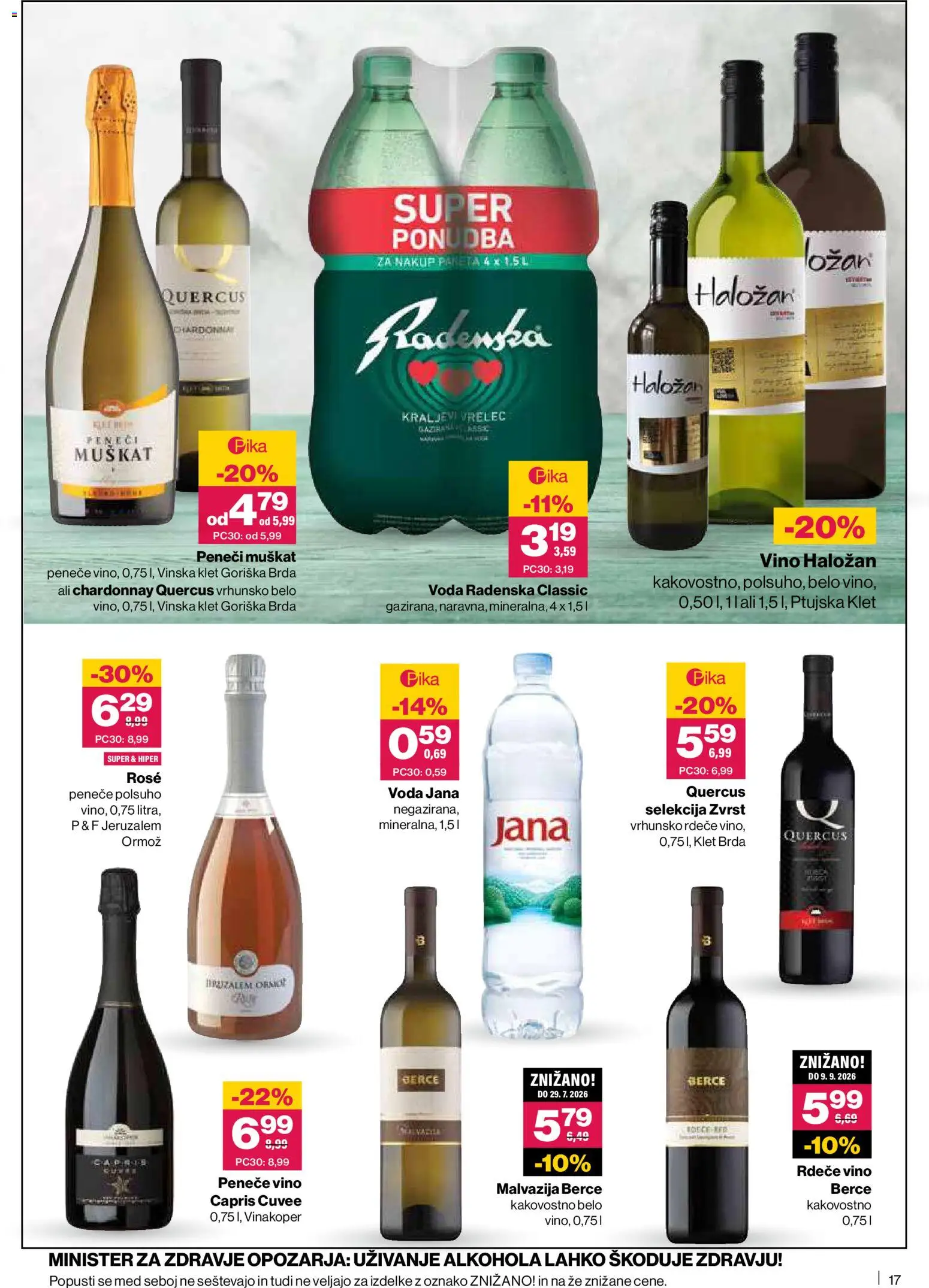Novi Mercator katalog ponudbe – veljaven od 26.06.2026 | Stran: 17 | Izdelki: Vino, Voda
