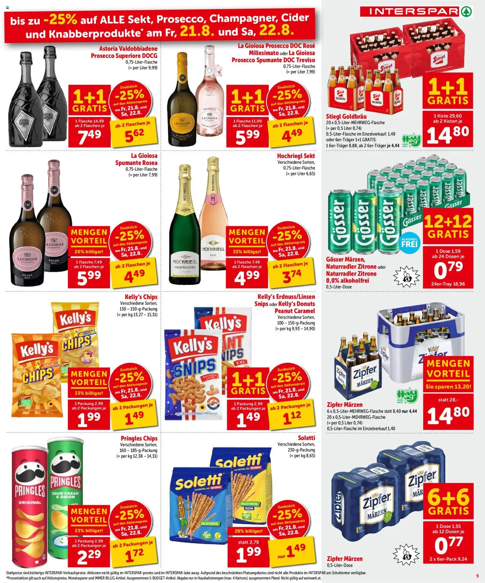 Interspar - Flugblatt gültig ab 20.08.2026 | Seite: 9 | Produkte: Chips, Zitrone, Prosecco