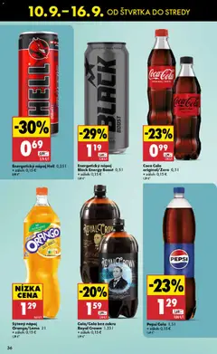 Biedronka leták platný od 10.09.2026 | Strana: 36 | Produkty: Coca cola, Pepsi, Cola, Energetický nápoj