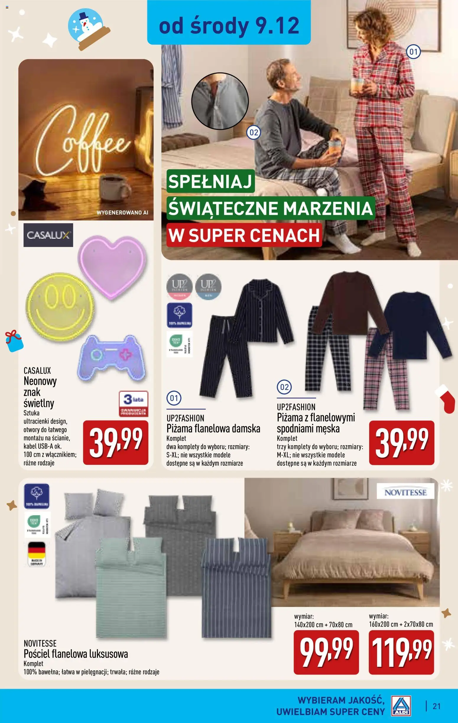 Aldi gazetka - Katalog prezentowy od 28.10.2026 | Strona: 21 | Produkty: Pościel, Piżama, Kabel
