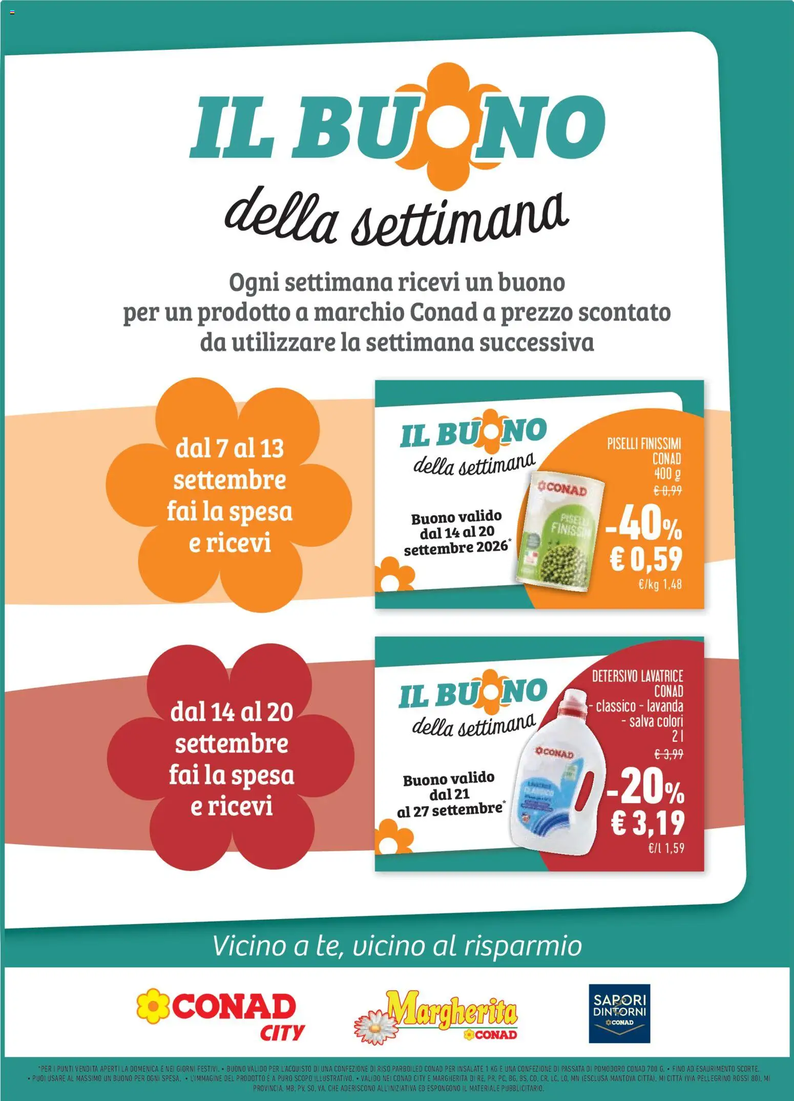 Volantino Conad del 09/09/2026 | Pagina: 17 | Prodotti: Riso parboiled, Pomodoro, Lavatrice, Piselli
