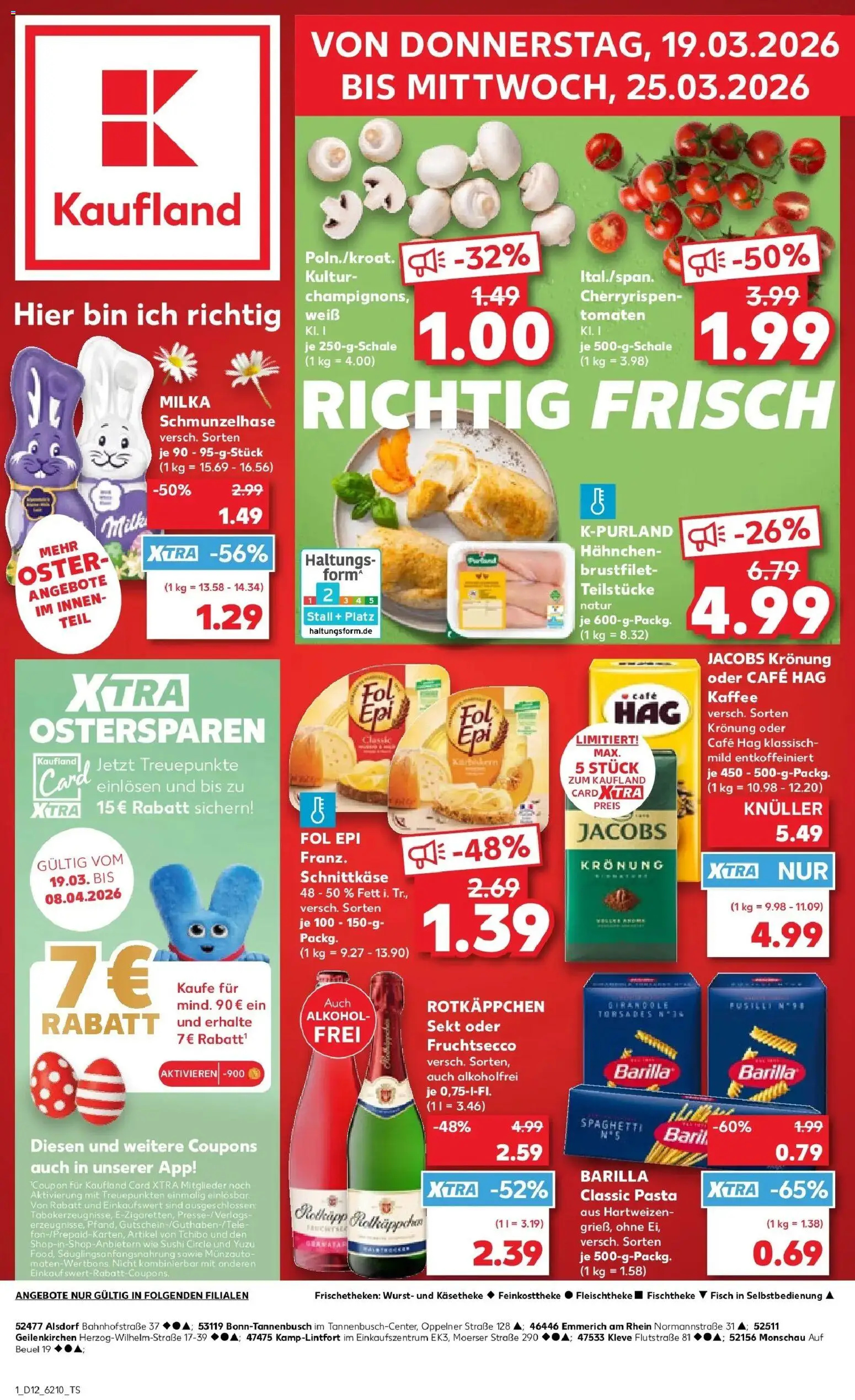 Kaufland Prospekt Alsdorf	 – gültig ab 19.03.2026 | Seite: 1 | Produkte: Kaffee, Sekt, Milka, Wurst