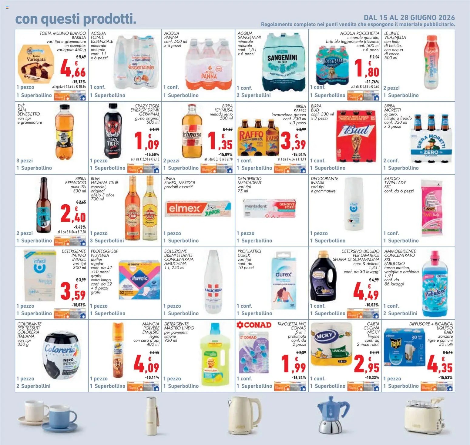 Volantino Conad del 18.06.2026 | Pagina: 23 | Prodotti: Detergente, Limone, The, WC