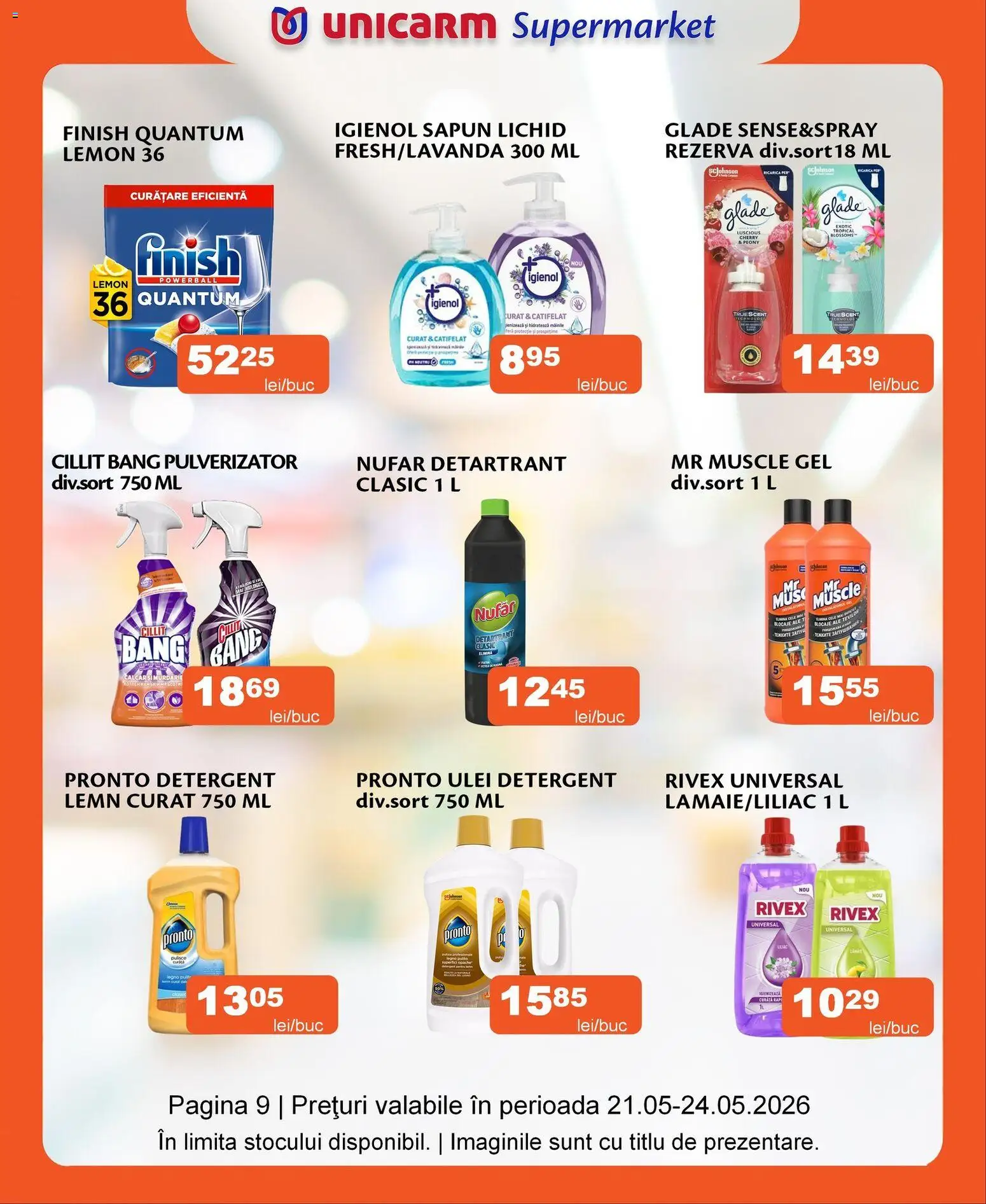 Noul catalog Unicarm – valabil de la 21.05.2026 | Pagină: 9 | Produse: Ulei, Săpun, Detergent, Săpun lichid