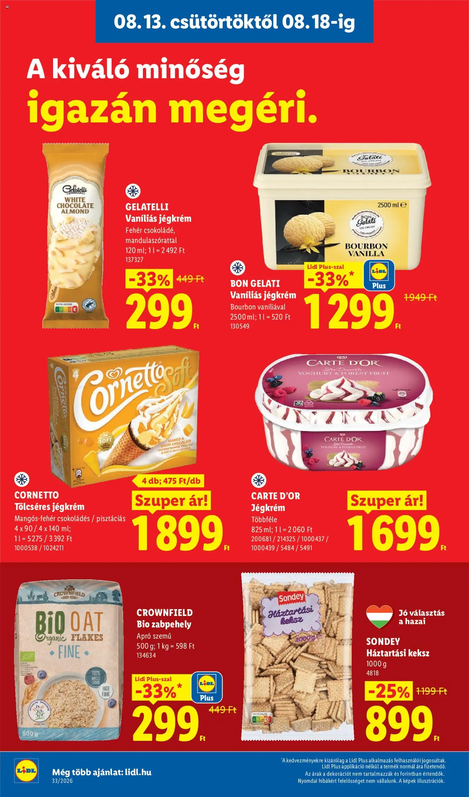 Lidl akciós ujság - amely érvényes a következő dátumtól: 2026.08.13. | Oldal: 12 | Termékek: Zabpehely, Gelatelli, Jégkrém, Mangó