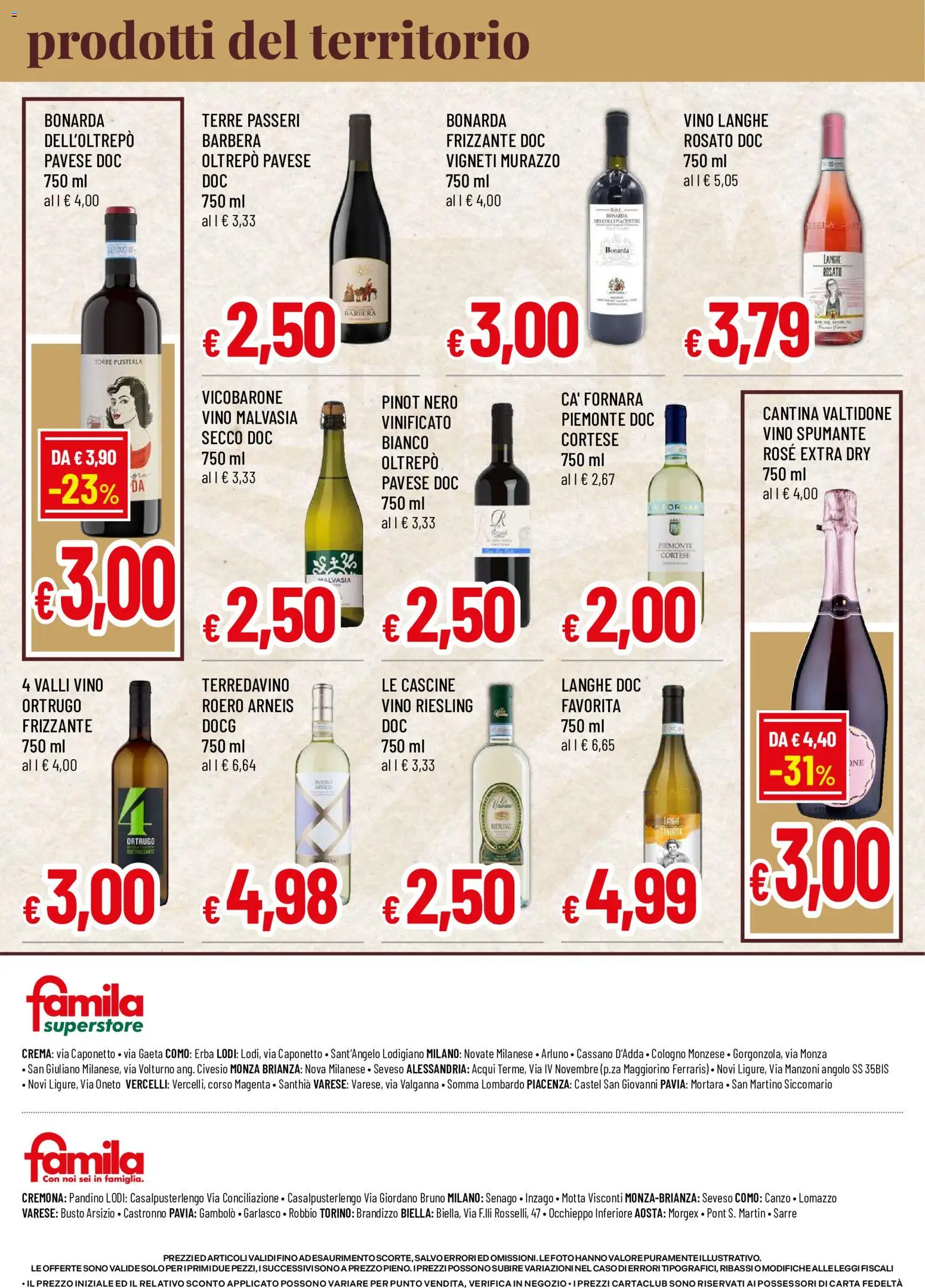 Volantino Famila del 16/07/2026 | Pagina: 4 | Prodotti: Crema, Vino, Spumante