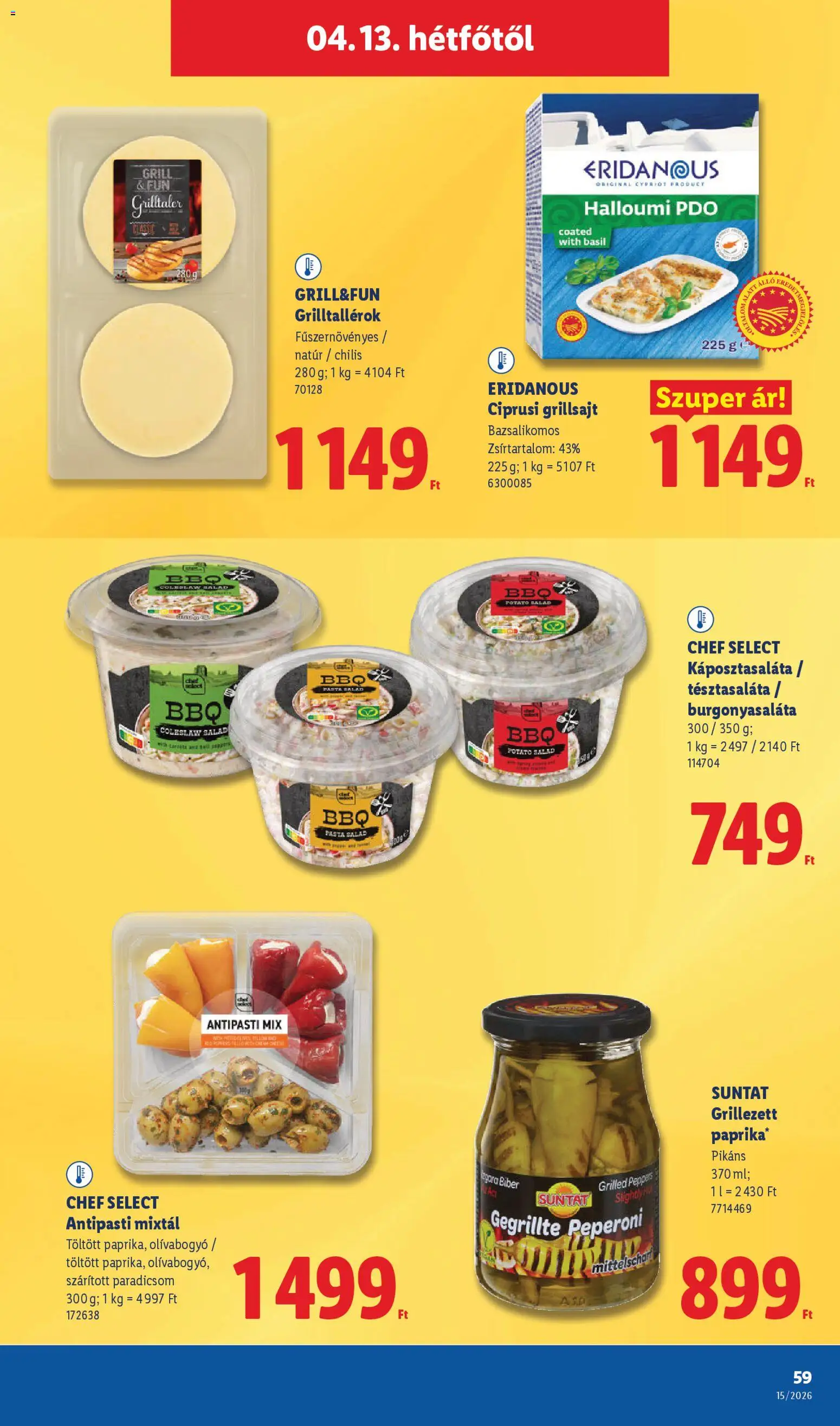 Lidl akciós ujság - amely érvényes a következő dátumtól: 09.04.2026 | Oldal: 59 | Termékek: Szárított paradicsom, Grillsajt, Paradicsom, Olívabogyó