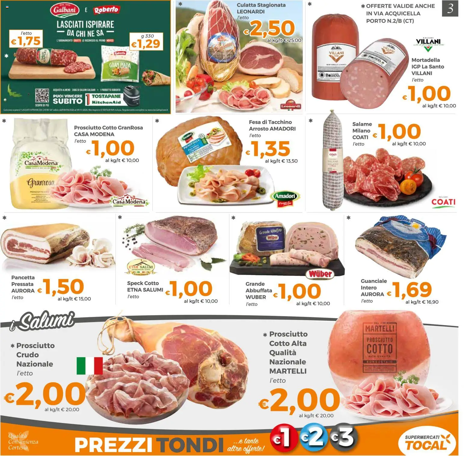 Volantino Tocal del 22/09/2026 | Pagina: 3 | Prodotti: Pancetta, Prosciutto, Mortadella, Tostapane