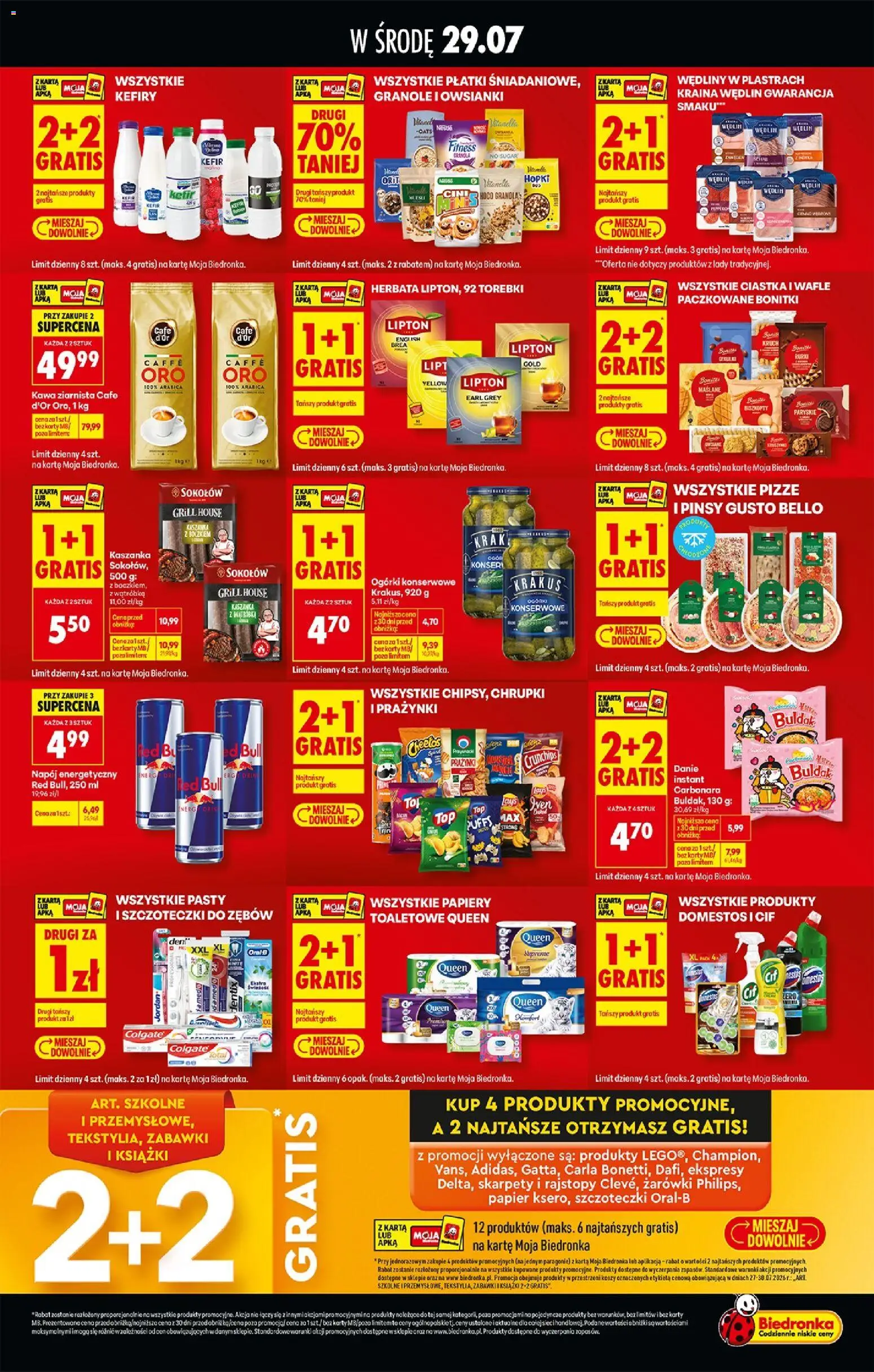 Biedronka gazetka - Specjalna środa od 29.07.2026 | Strona: 2 | Produkty: Carbonara, Kefir, Torebki, Ogórki konserwowe