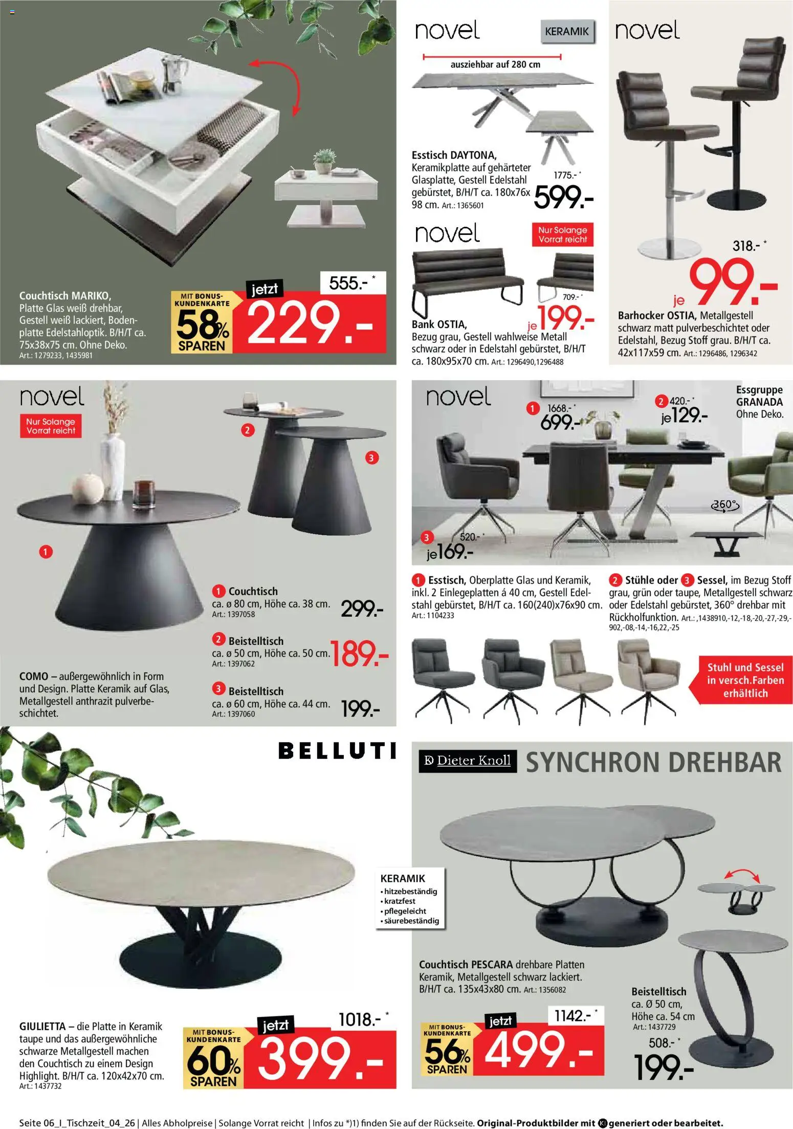 Zurbrüggen Tischzeit – gültig ab 23.10.2026 | Seite: 6 | Produkte: Beistelltisch, Sessel, Couchtisch, Stuhl