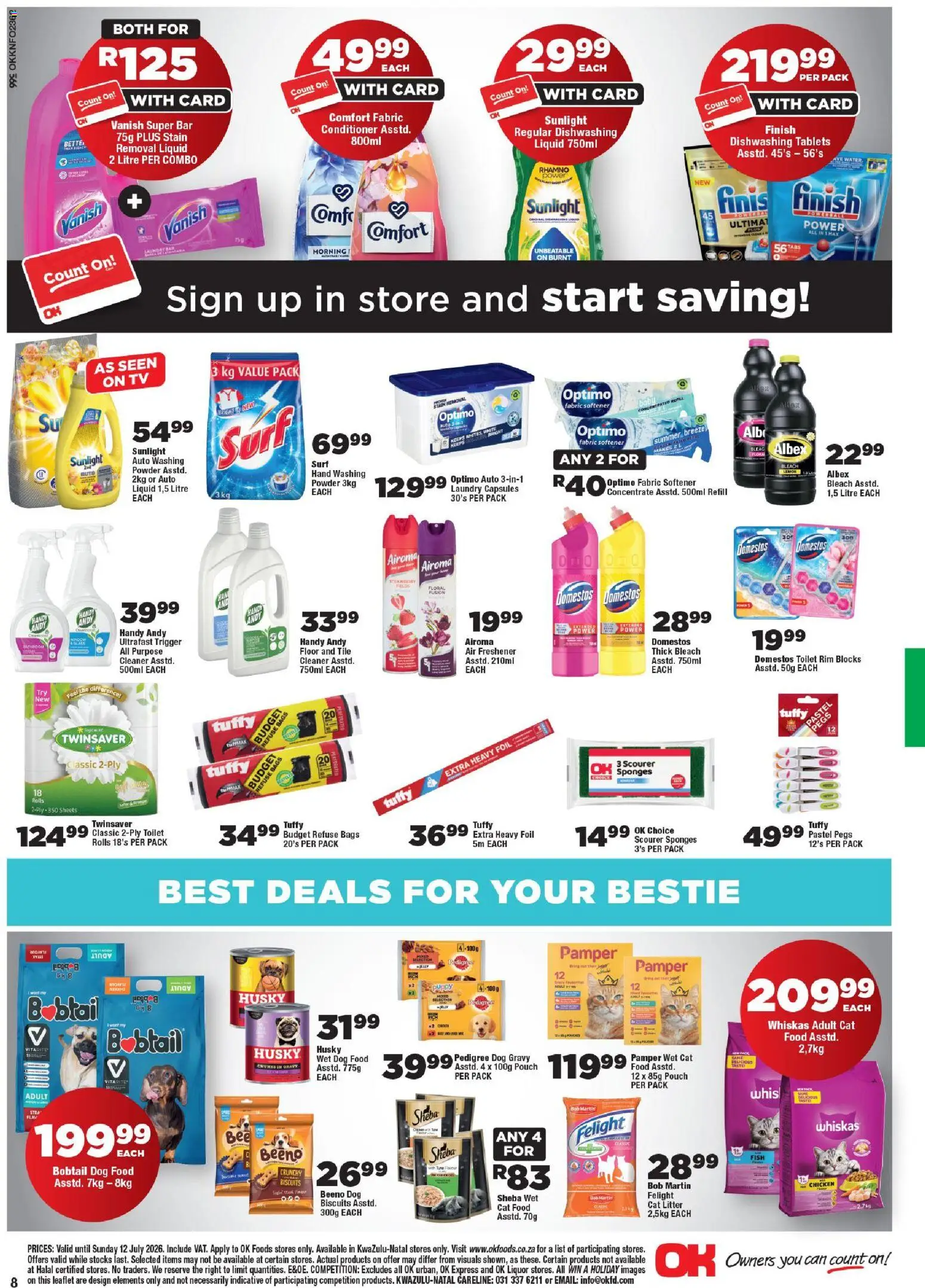 New OK Foods catalogue – valid from 24/06/2026 | Page: 8 | Products: Refuse bags, Gravy, Dog food, Dishwashing liquid