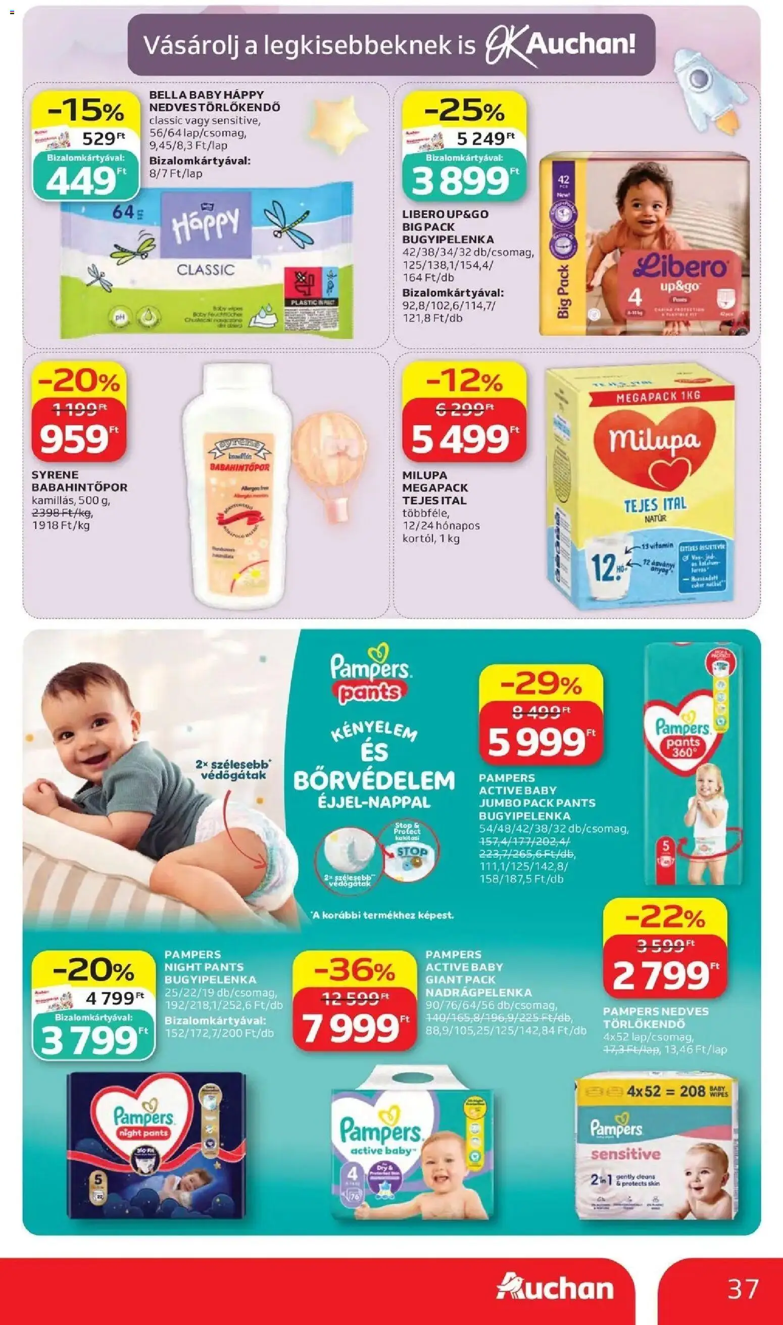 Auchan akciós ujság - amely érvényes a következő dátumtól: 28.05.2026 | Oldal: 37 | Termékek: Pampers, Törlőkendő