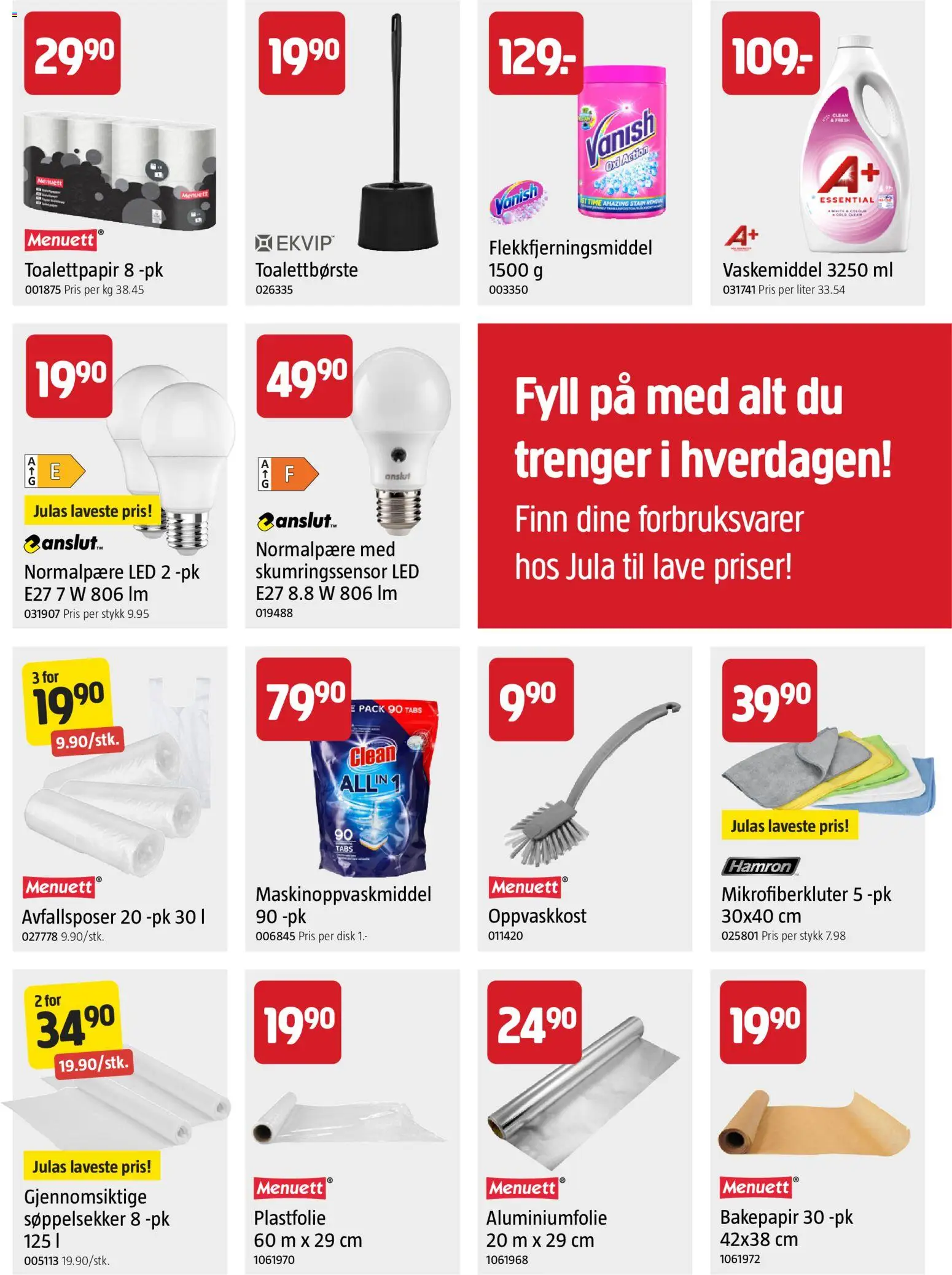 {H1} | Side: 27 | Produkter: Avfallsposer, Toalettbørste, Toalettpapir, Bakepapir