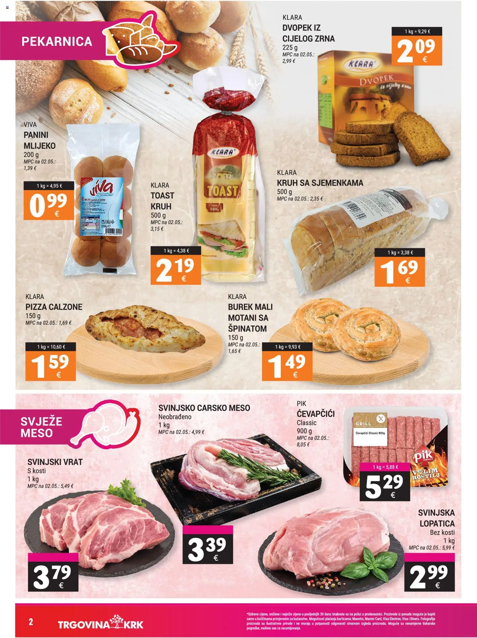 Trgovina Krk katalog | vrijedi od 01.09.2026 | Stranica: 2 | Proizvodi: Svinjski vrat, Svinjska lopatica, Pizza, Ćevapčići