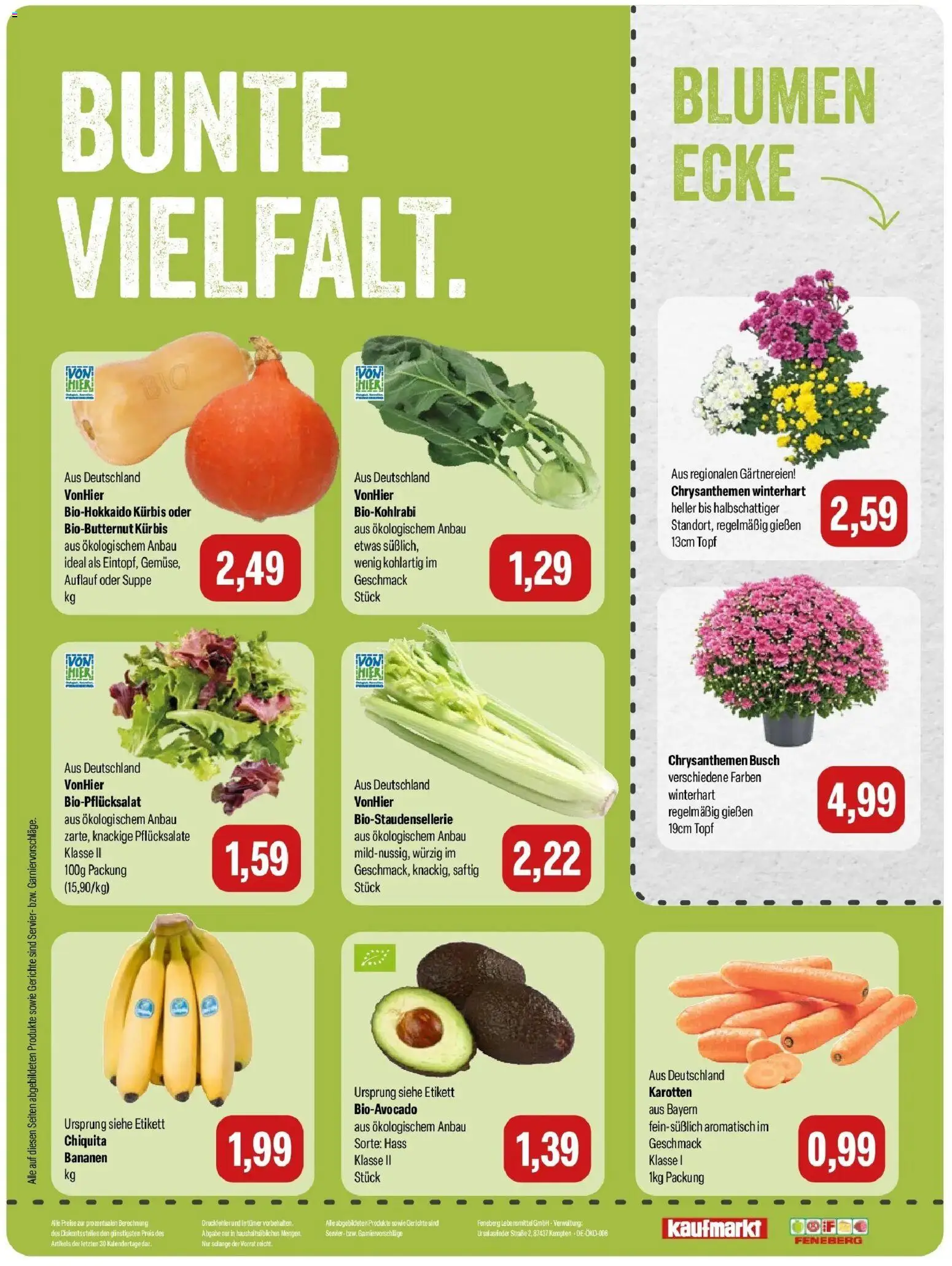 Feneberg Aktuelle Angebote (ab 17.09.2026) zum Blättern | Seite: 8 | Produkte: Blumen, Bananen, Gerichte, Kürbis