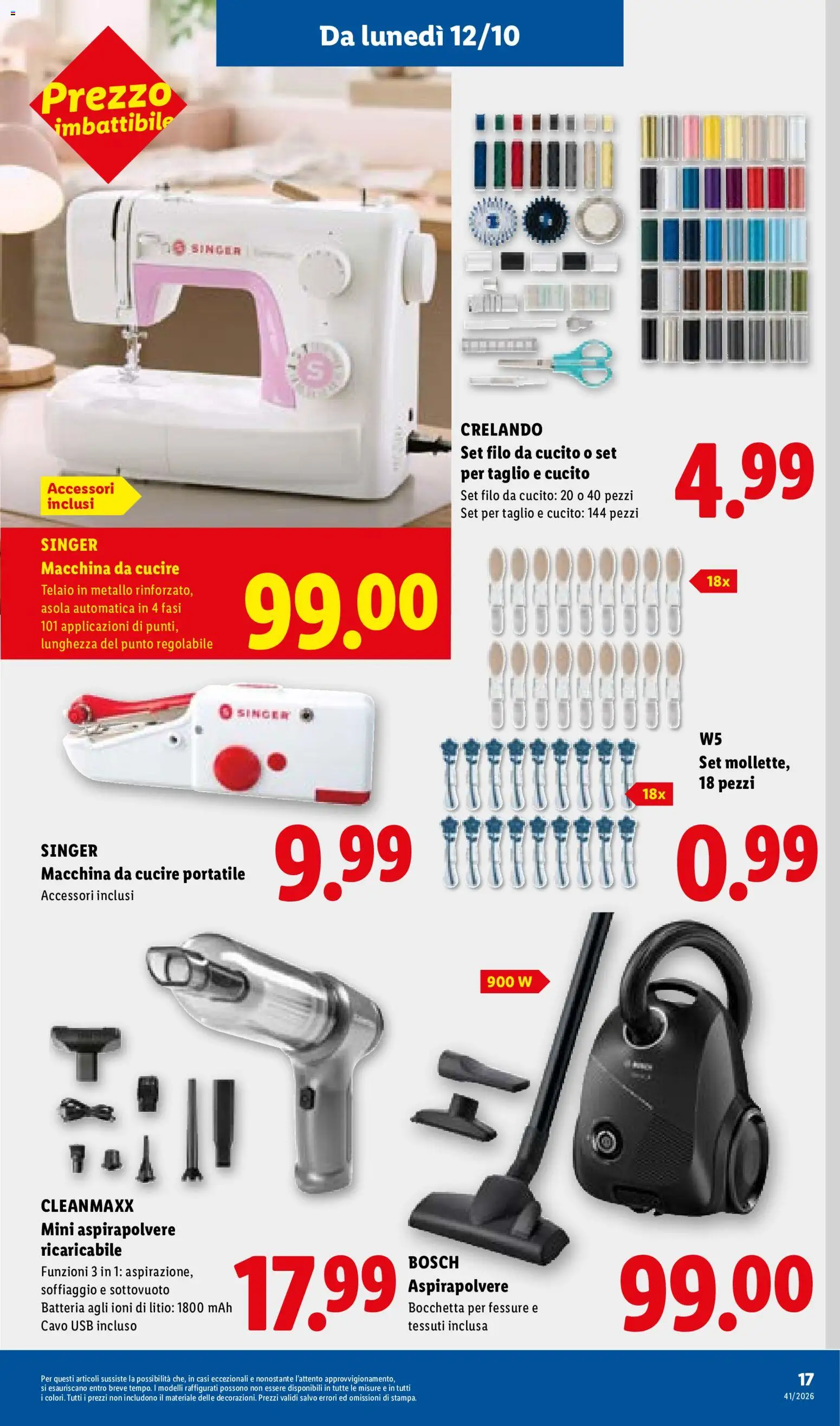 Volantino Lidl del 08/10/2026 | Pagina: 37 | Prodotti: Taglio, Cavo, Aspirapolvere, Macchina da cucire