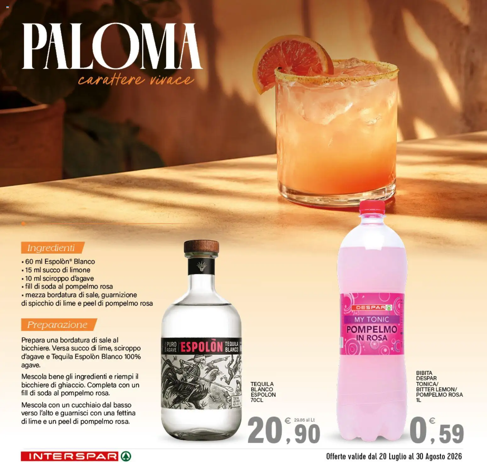 Volantino Interspar del 20/07/2026 | Pagina: 5 | Prodotti: Sciroppo, Bicchiere, Succo di limone, Bibita