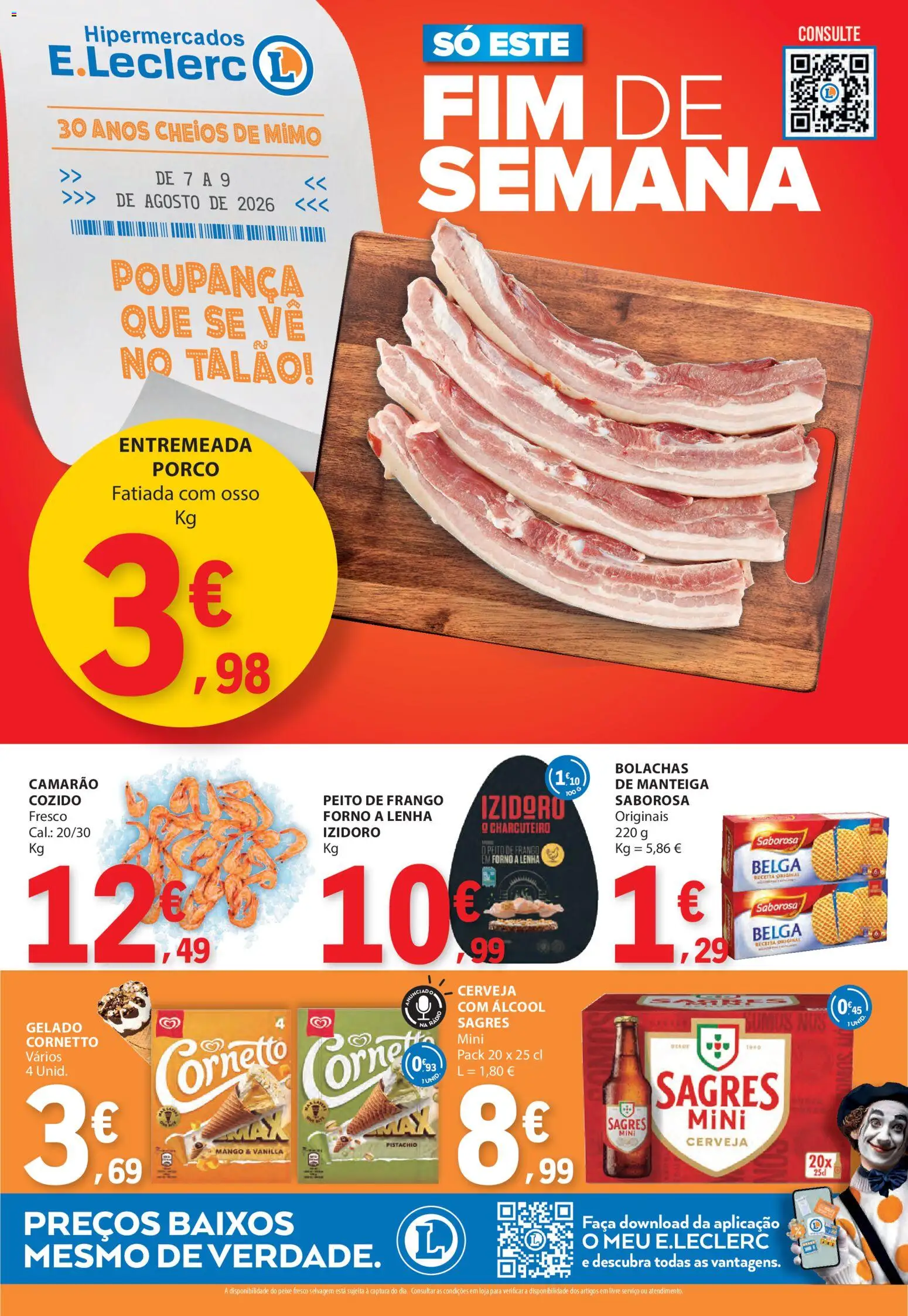 E.Leclerc Catálogo Fim de Semana │ válido de 07/08/2026 | Página: 1 | Produtos: Faca, Peito de frango, Camarão, Peixe