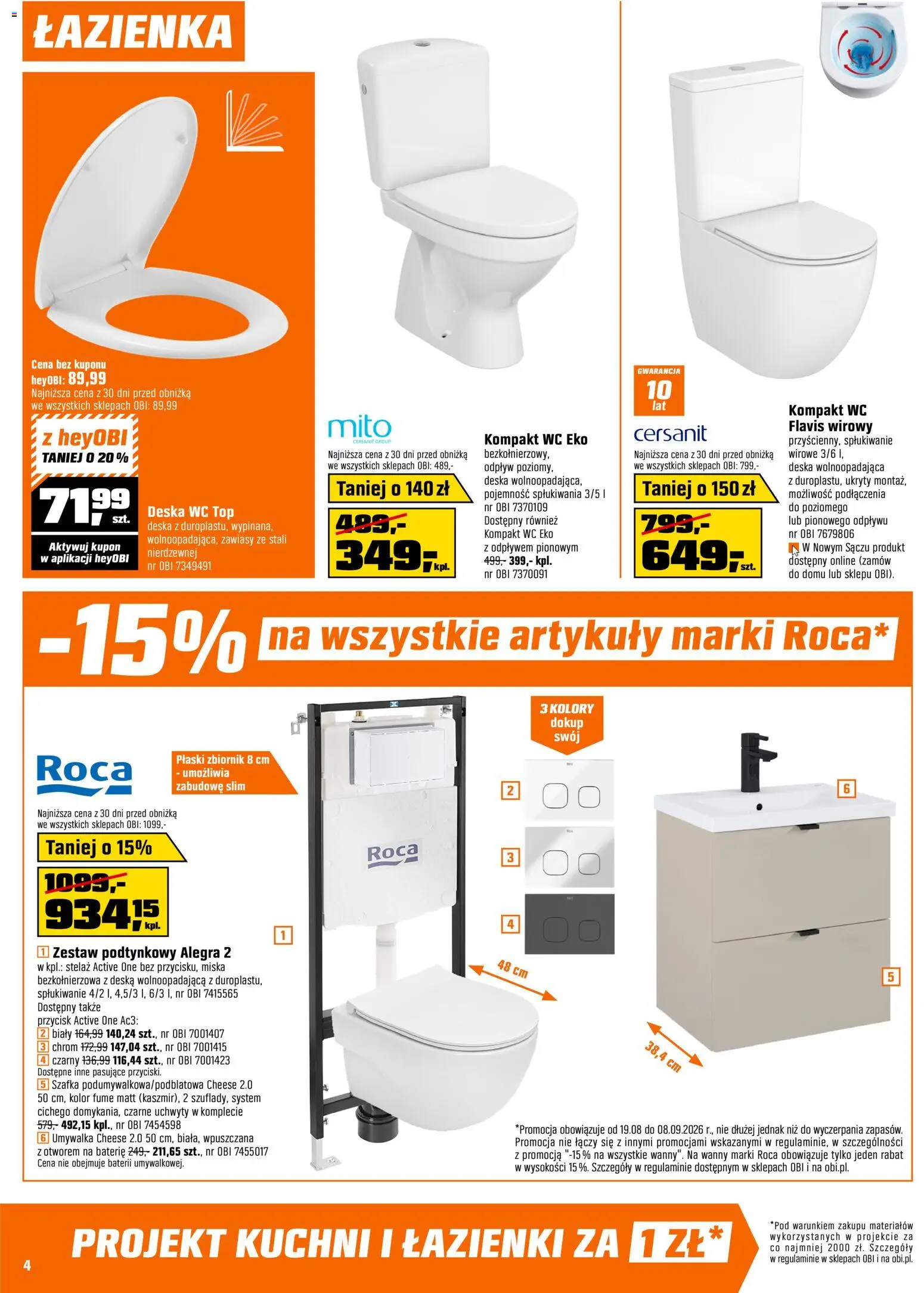 OBI gazetka od 19.08.2026 | Strona: 4 | Produkty: Top, Baterie, Umywalka