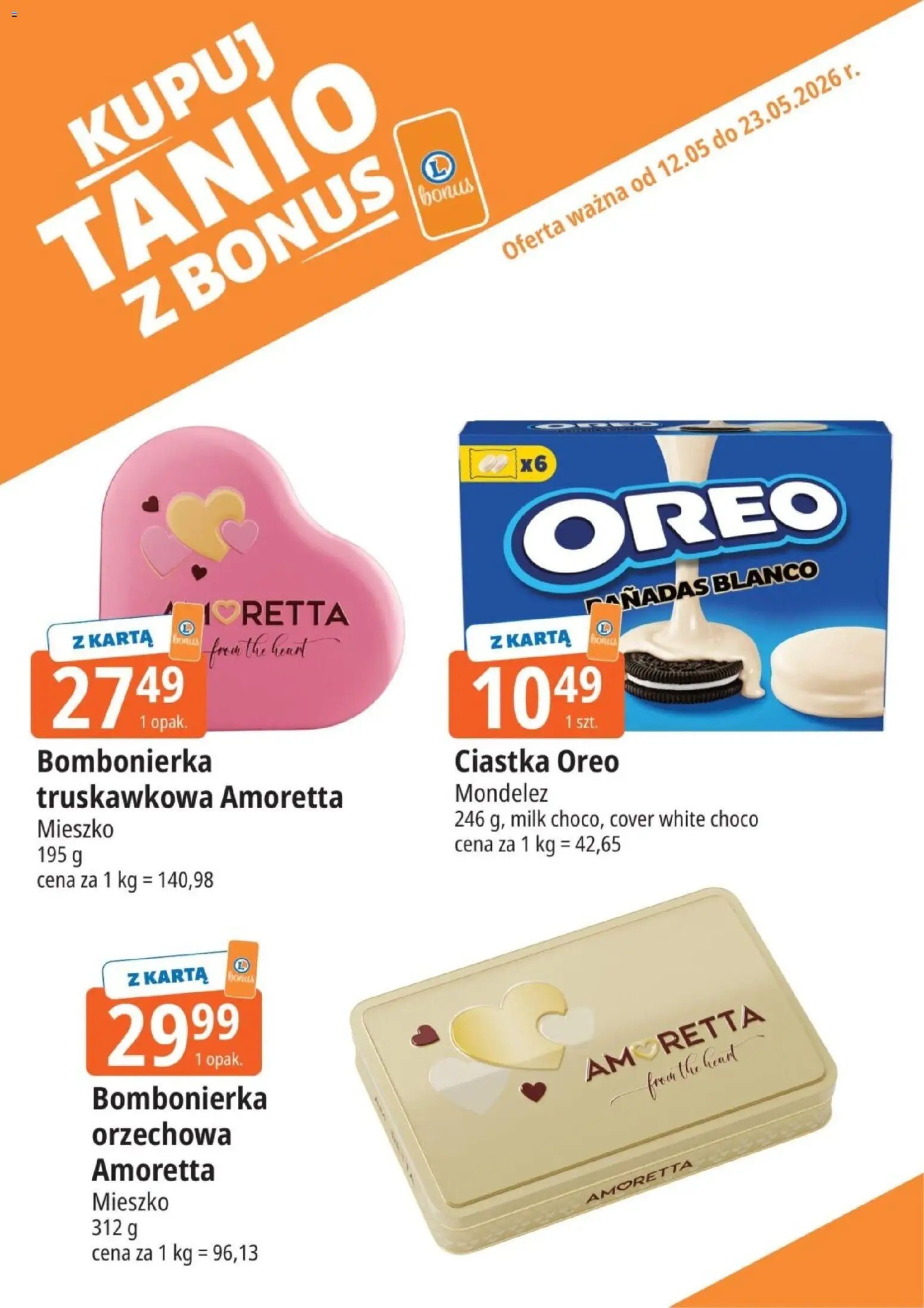 E.Leclerc gazetka - Kupony dodatkowe od 12.05.2026 | Strona: 14 | Produkty: Karta, Bombonierka, Ciastka Oreo, Ciastka