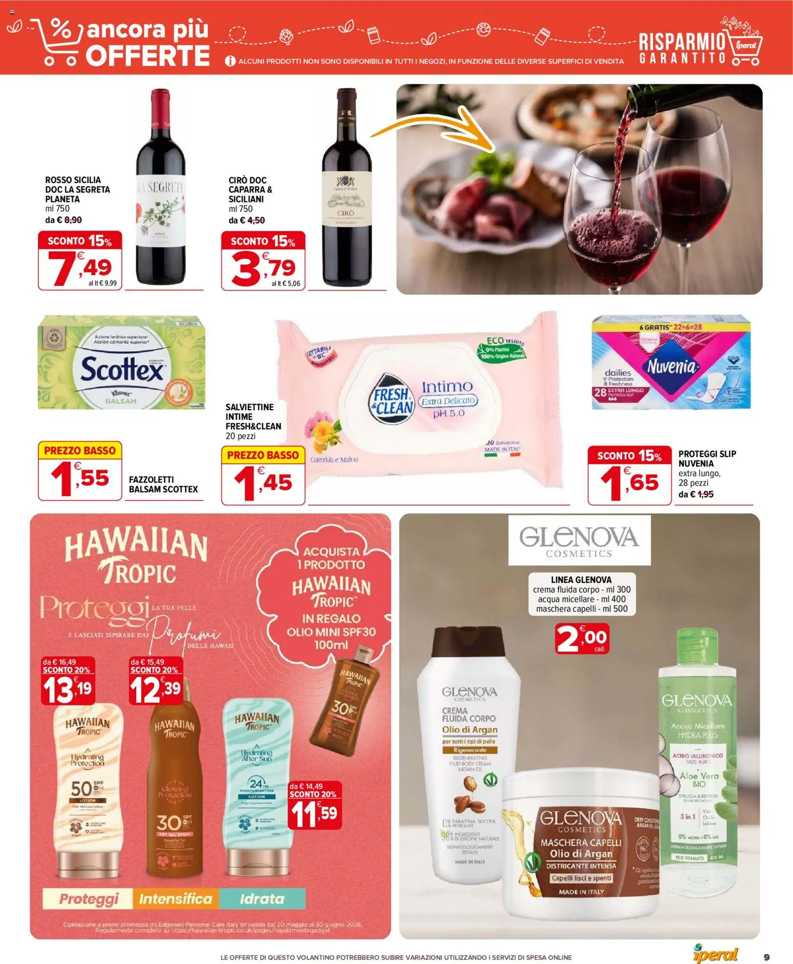 Volantino Iperal del 20.05.2026 | Pagina: 9 | Prodotti: Maschera, Fazzoletti, Olio, Aloe vera