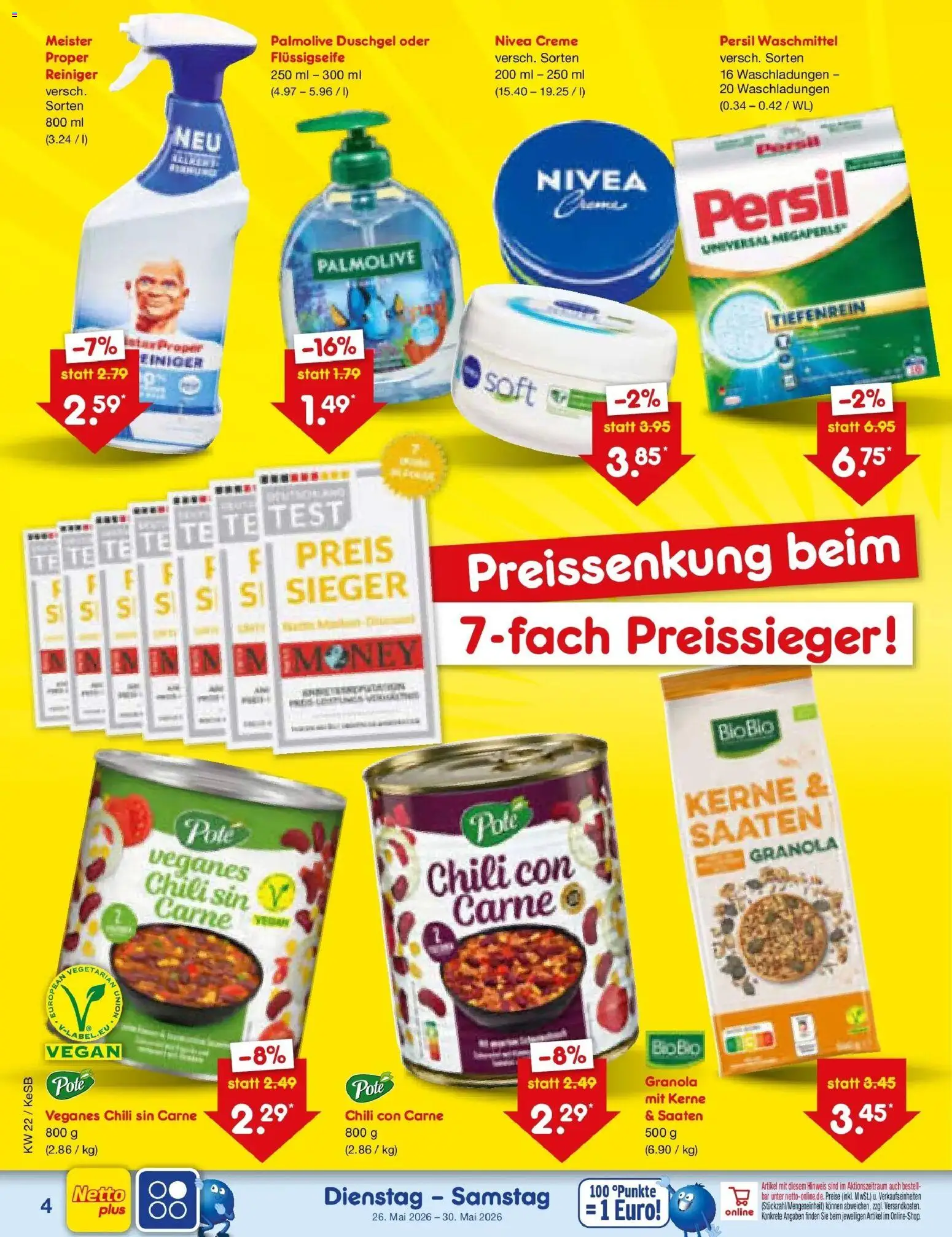 Netto Marken-Discount Prospekt Bonn – gültig ab 26.05.2026 | Seite: 4 | Produkte: Creme, Duschgel, Chili, Persil