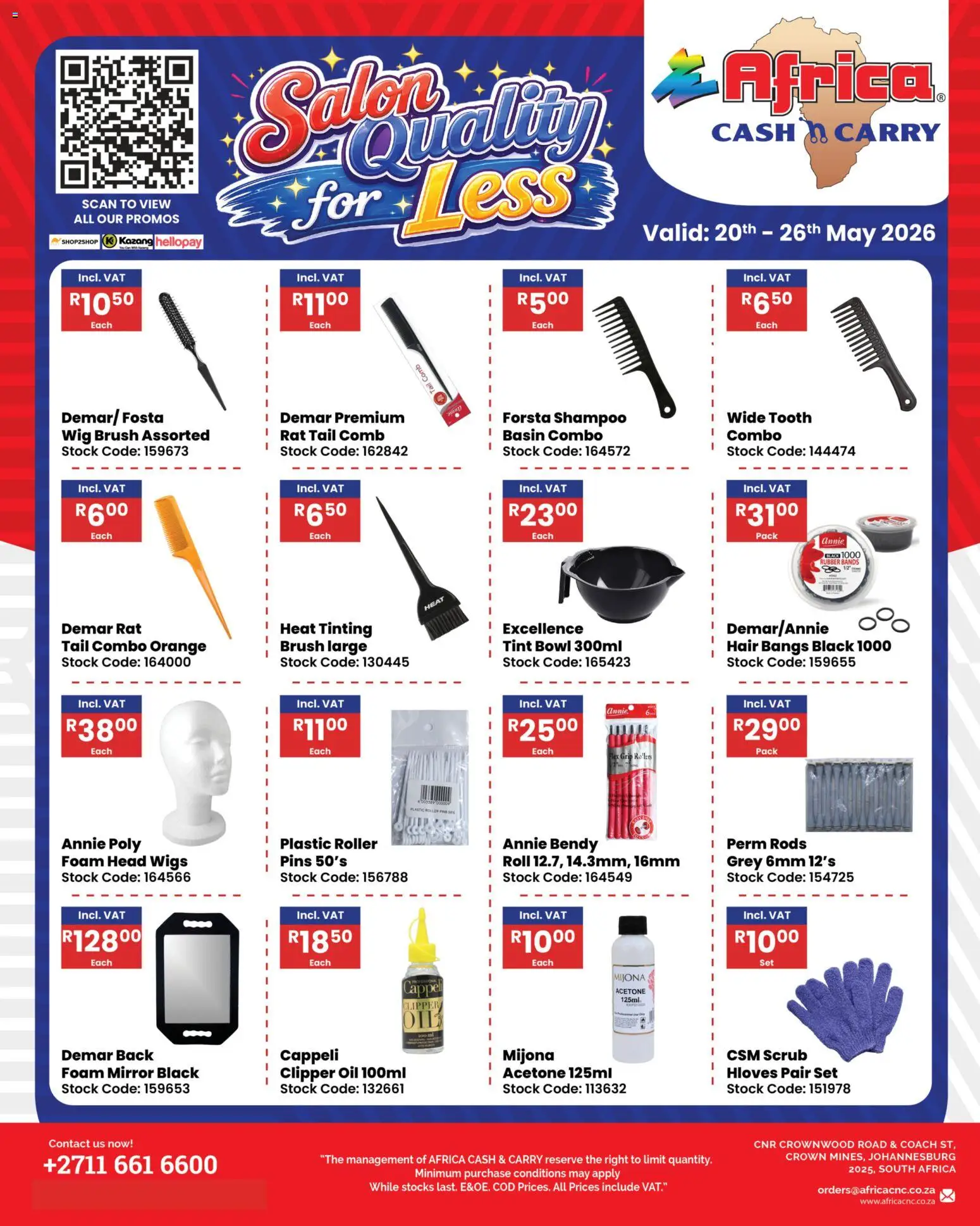 New Africa Cash & Carry catalogue – valid from 20.05.2026 | Page: 1 | Products: Bowl, Oil, Foam, Scrub