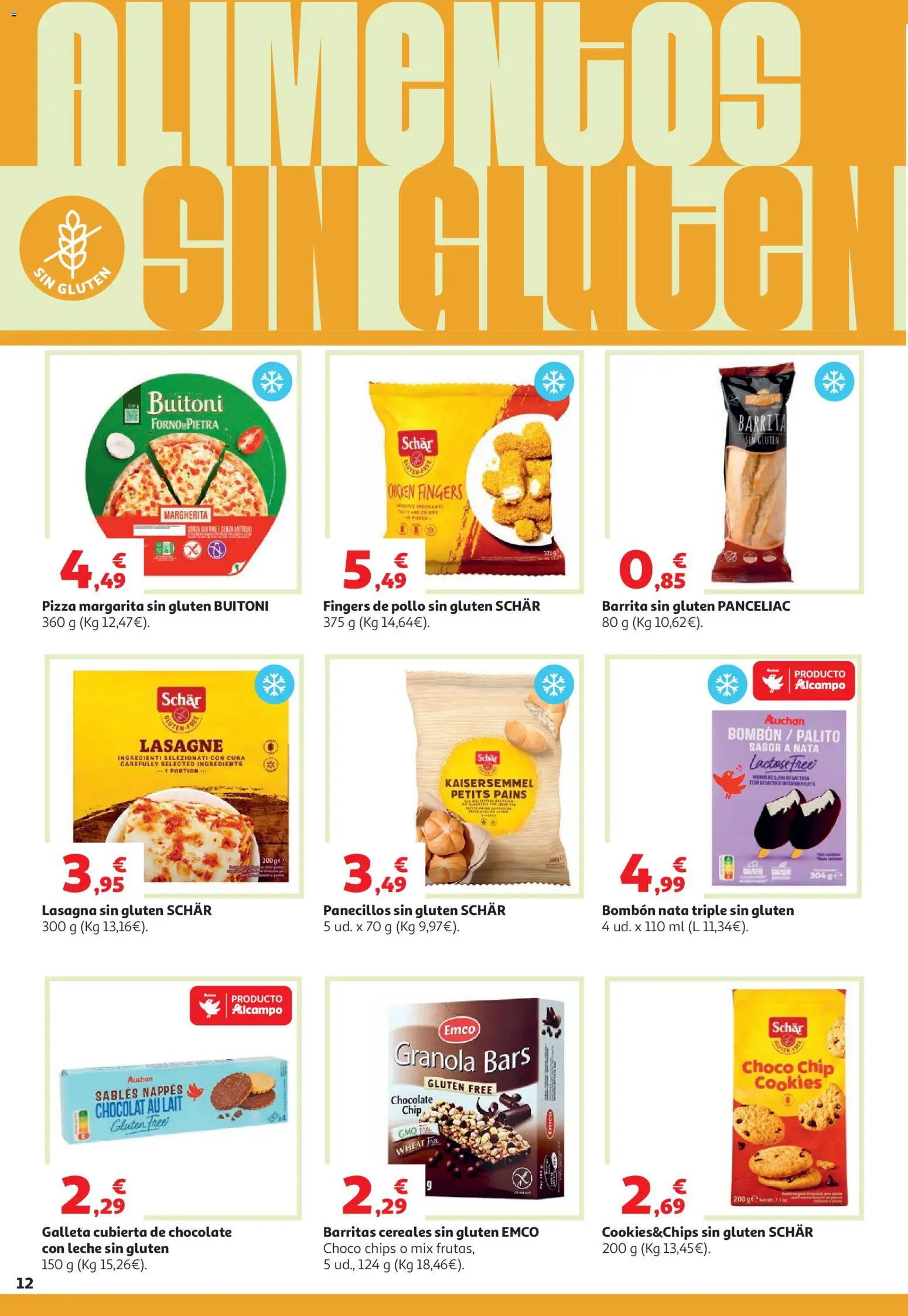 Alcampo HG Nacional │ válido desde el 05.05.2026 | Página: 12 | Productos: Leche, Chocolate, Pizza, Cereales