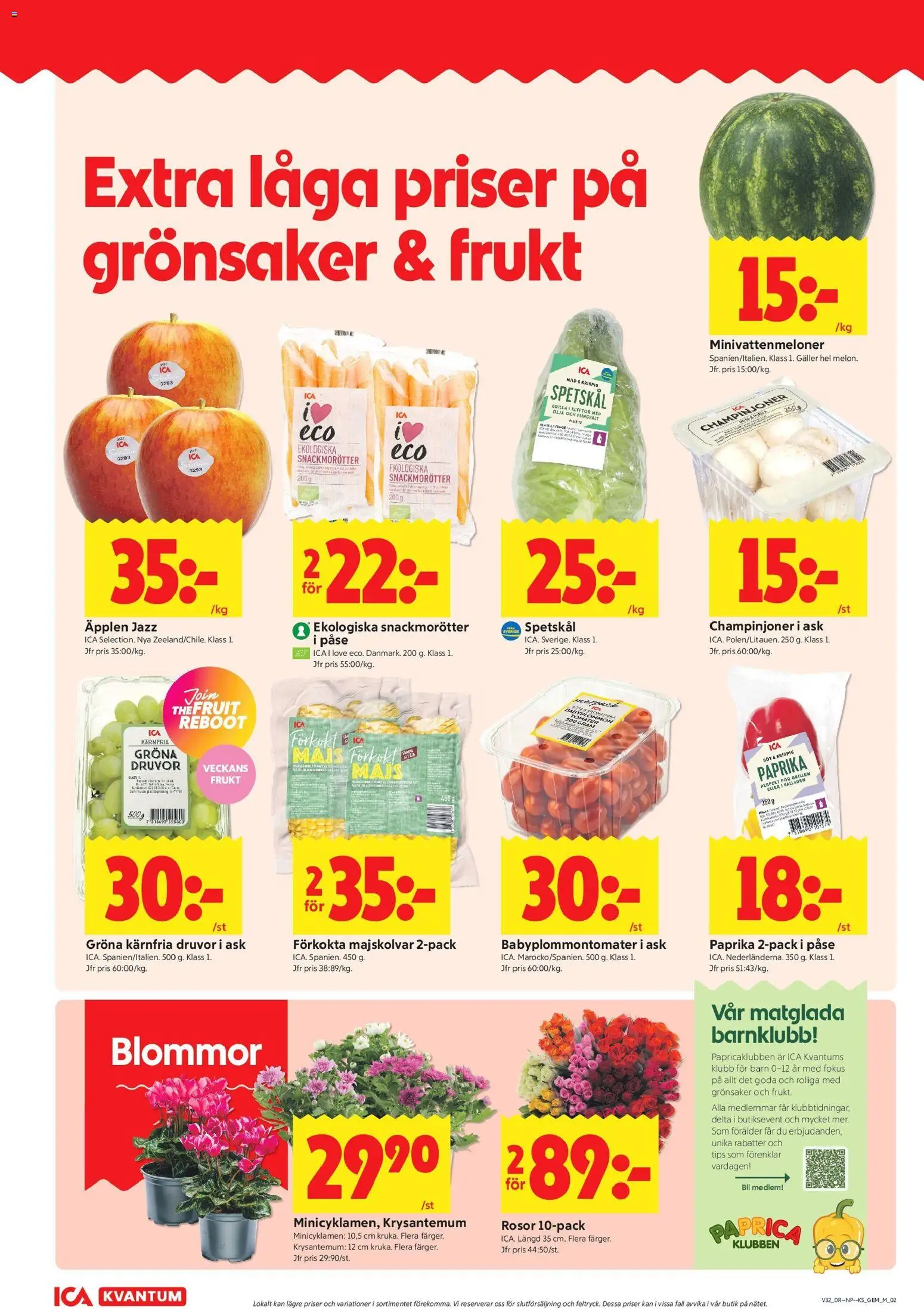 ICA Kvantum reklamblad aktuell från 03/08/2026 | Sida: 2 | Produkter: Olja, Champinjoner, Äpplen, Majs