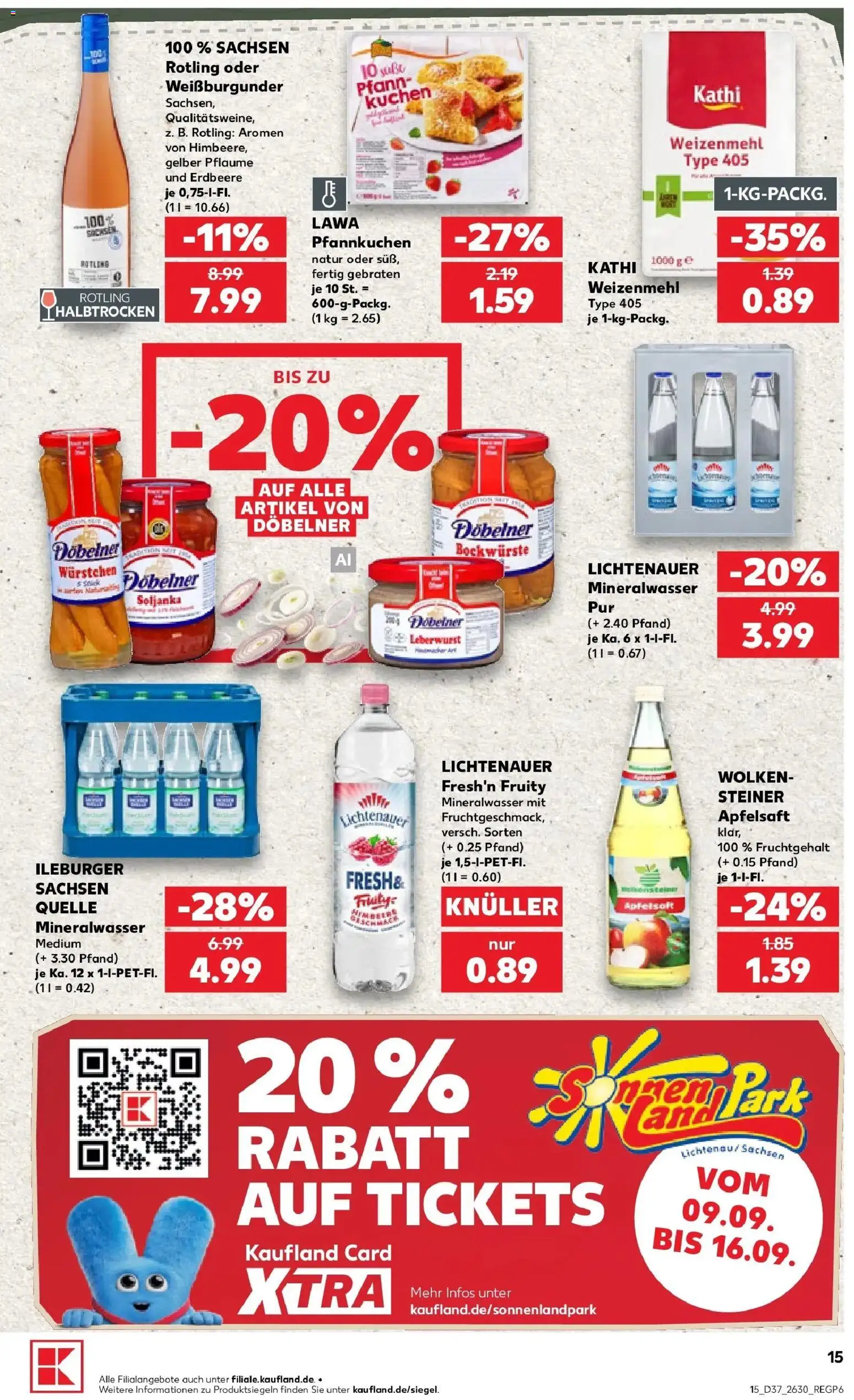 Prospekt Kaufland ab 07.09.2026 » Angebote Online zum Blättern | Seite: 24 | Produkte: Weizenmehl, Pfannkuchen, Apfelsaft, Mineralwasser