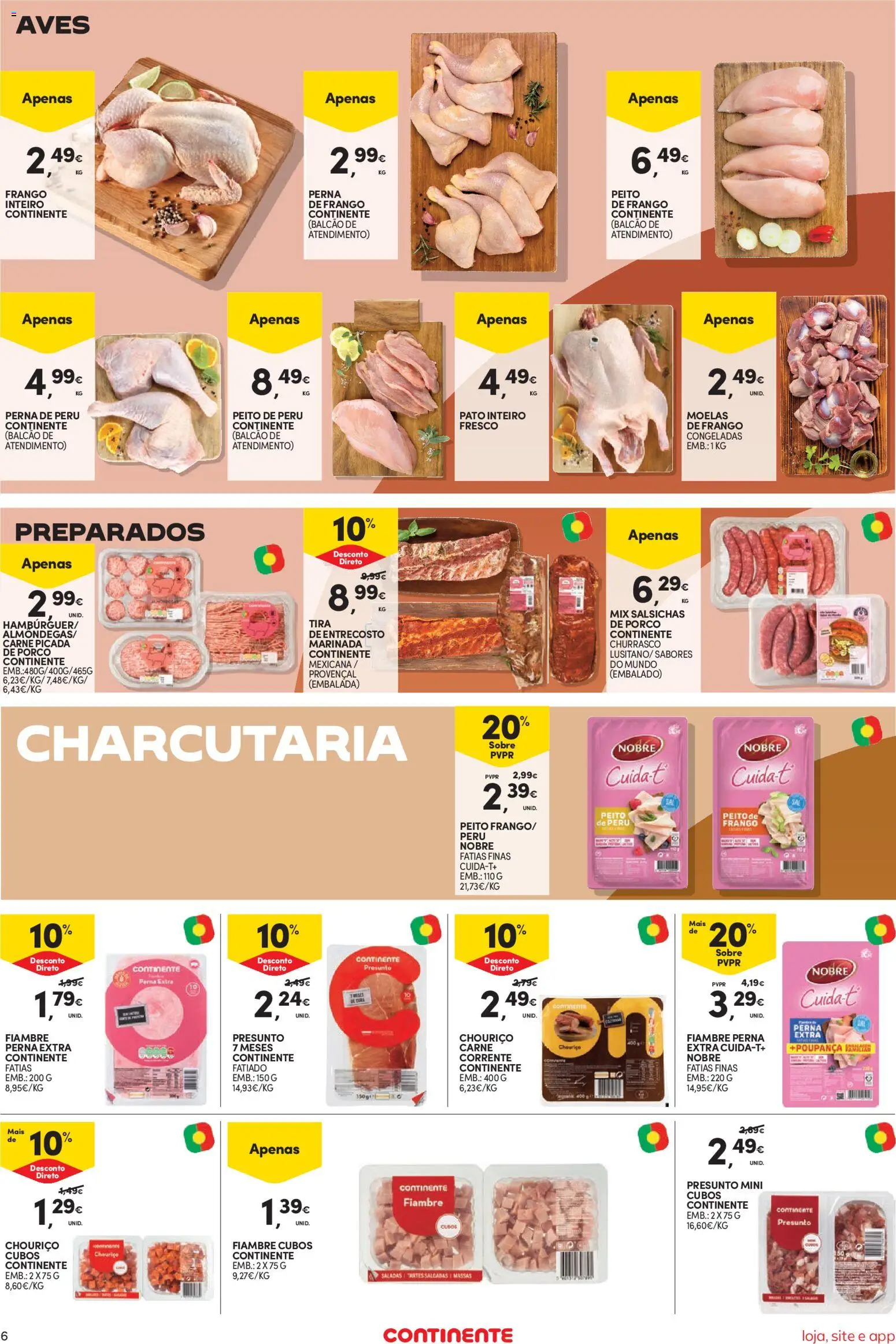 Continente Semanal Continente Bom Dia │ válido de 18/08/2026 | Página: 6 | Produtos: Peru, Carne picada, Saladas, Presunto