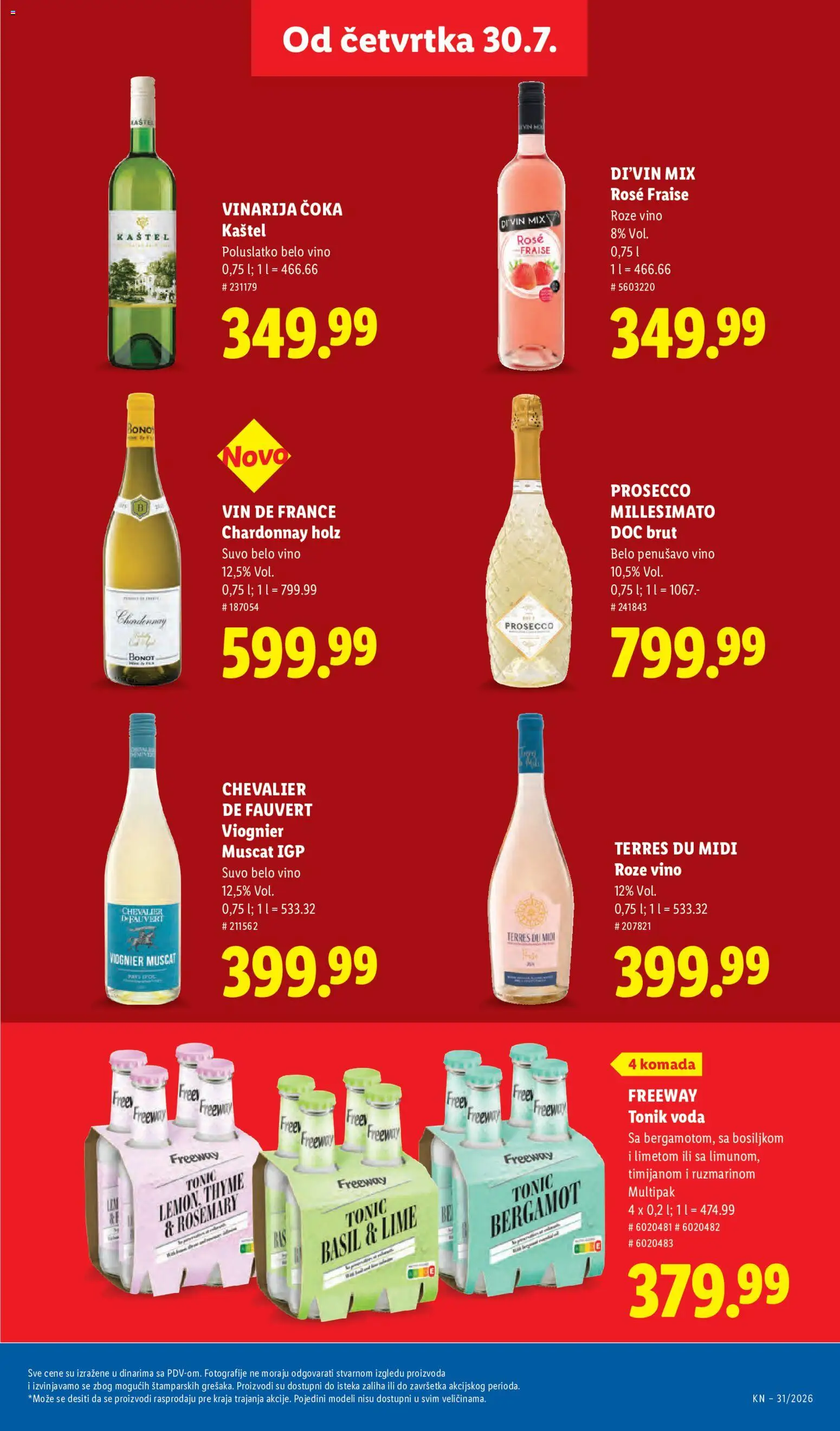Lidl katalog - važi od 30.07.2026 | Strana: 33 | Proizvode: Chardonnay, Penušavo vino, Belo vino, Tonic