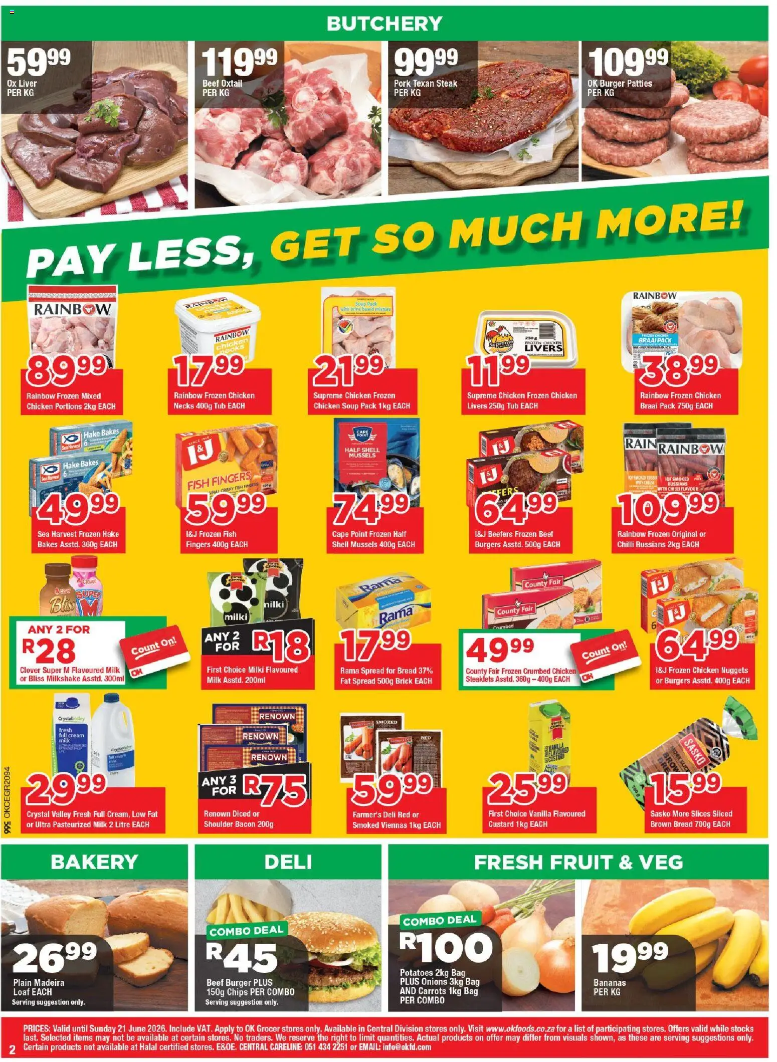 New OK Foods catalogue – valid from 10.06.2026 | Page: 2 | Products: Chicken, Bananas, Onions, Bacon