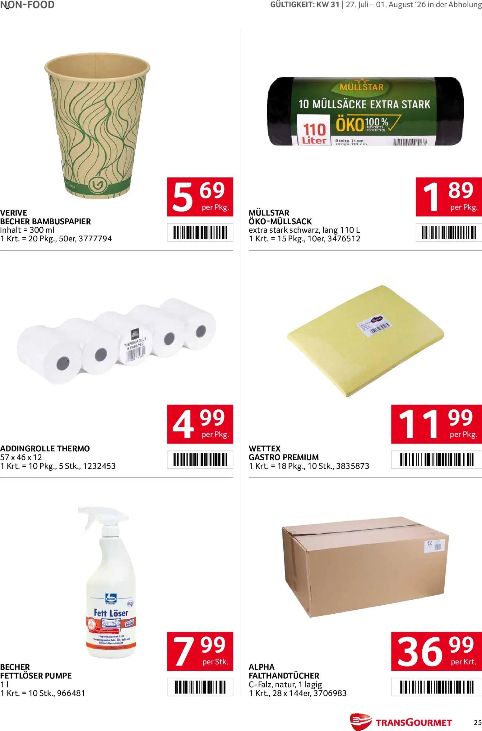 Transgourmet Flugblatt gültig ab 27.07.2026 | Seite: 25 | Produkte: Müllsäcke