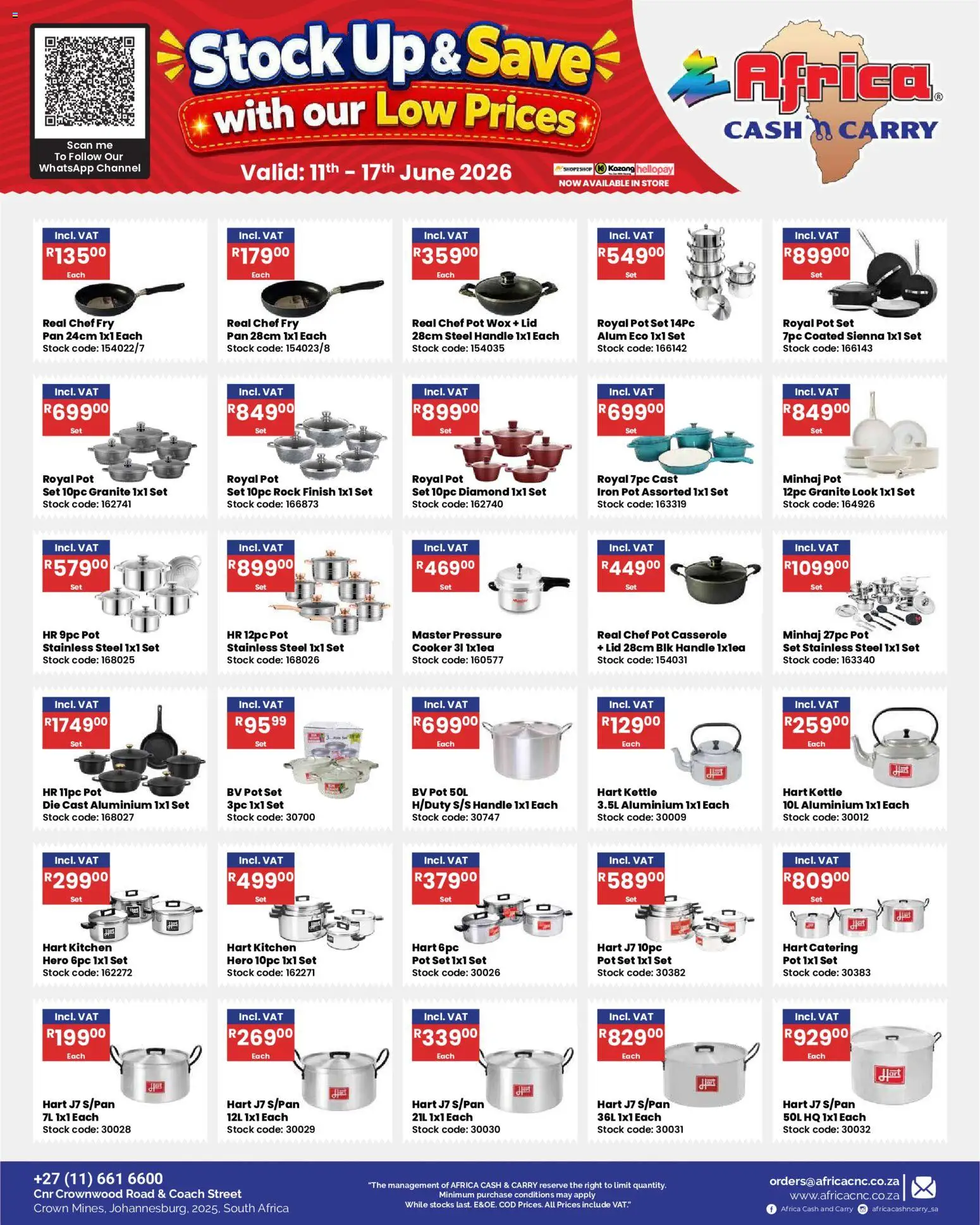 New Africa Cash & Carry catalogue – valid from 11.06.2026 | Page: 40 | Products: Kettle, Iron, Cooker, Stock